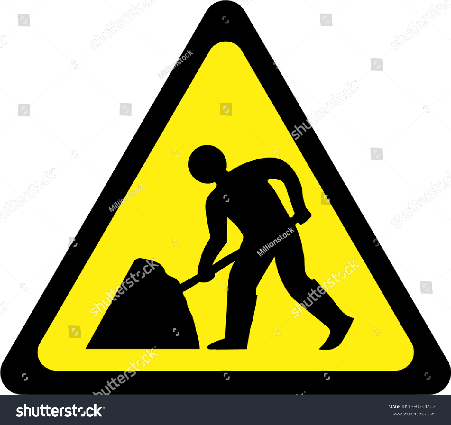 Warning Sign Road Works Symbol Stock Illustration 1330744442 | Shutterstock