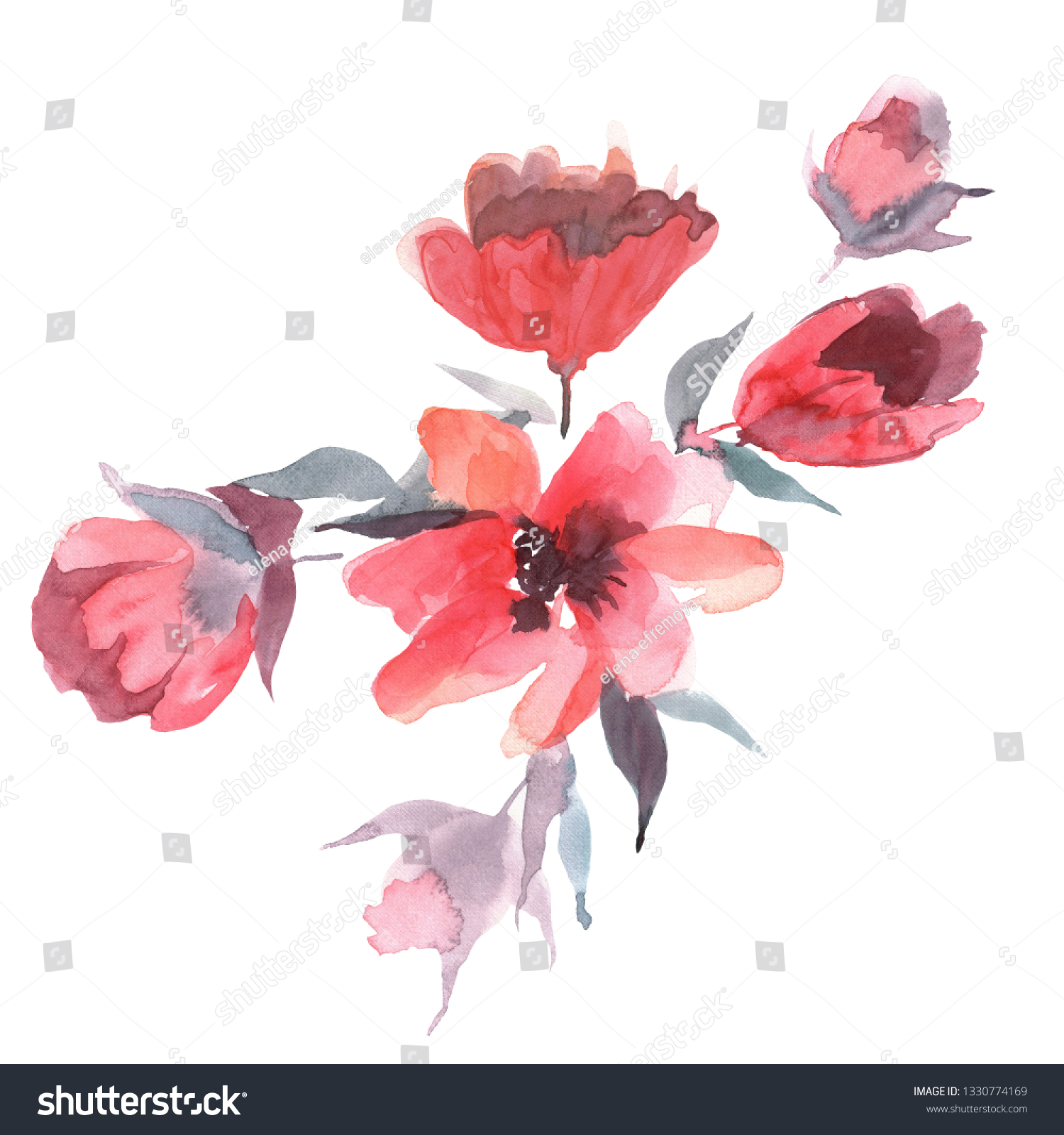 白い紙の背景に水彩赤いグラジオラスの花 のイラスト素材 Shutterstock