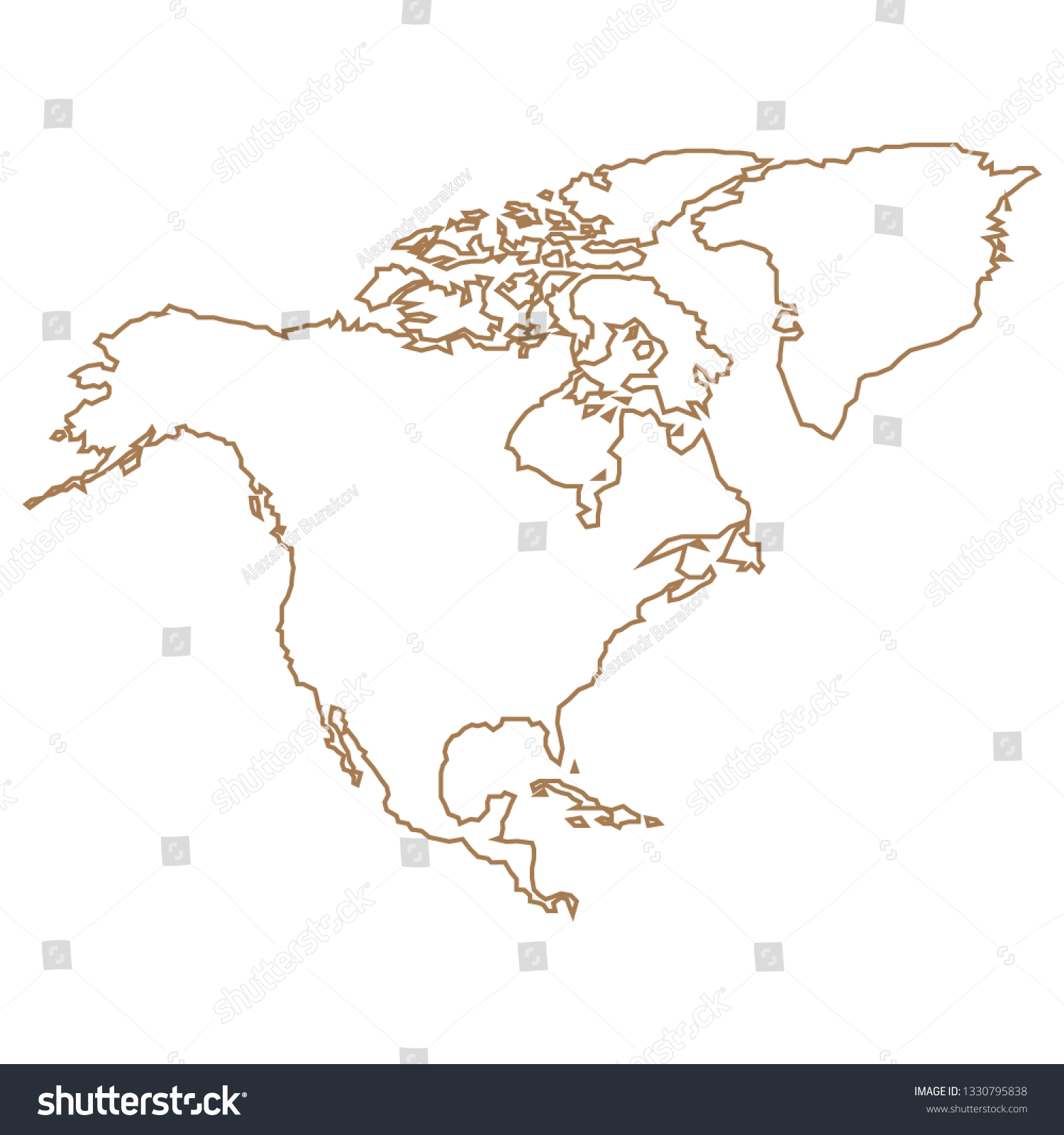 Outline Map North America Isolated Vector Stock Vector Royalty Free Stock Vector Outline Map Of North America Isolated Vector Illustration 1330795838