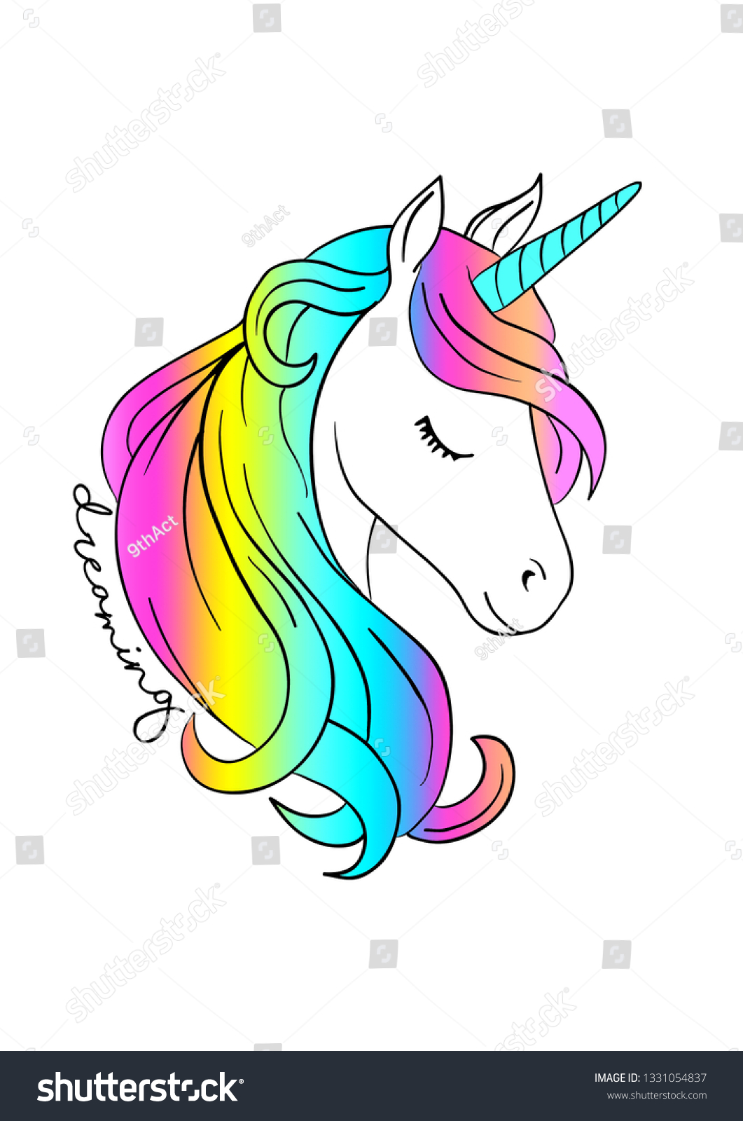 Colorful Unicorn Print Stock Vector (Royalty Free) 1331054837 ...