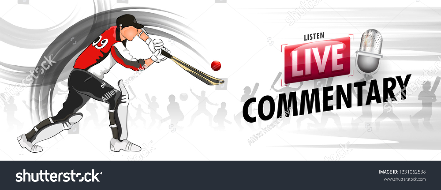 Listen Live Cricket Commentary Header Banner Stock Vector (Royalty Free