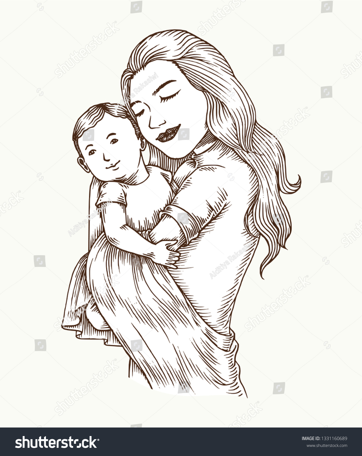 Mothers Love Illustration Mother Day Hand Stock Vector (Royalty Free) 13311...