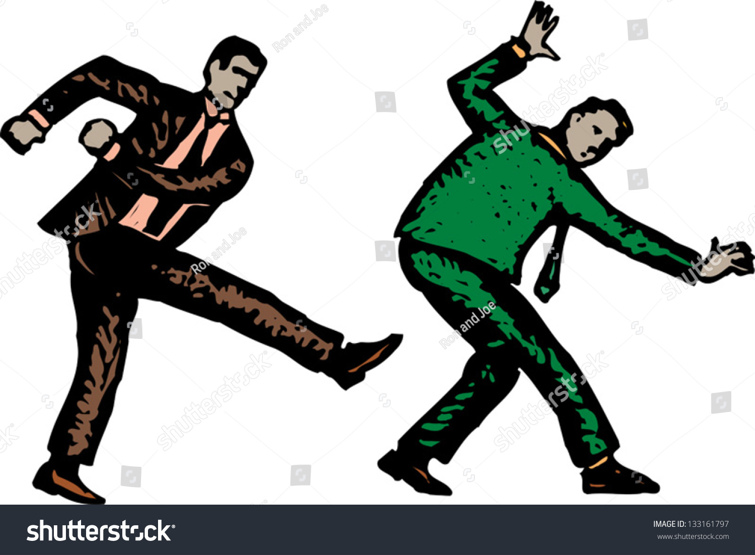 Vector Illustration Man Kicking Another Man Stock Vector Royalty Free Shutterstock