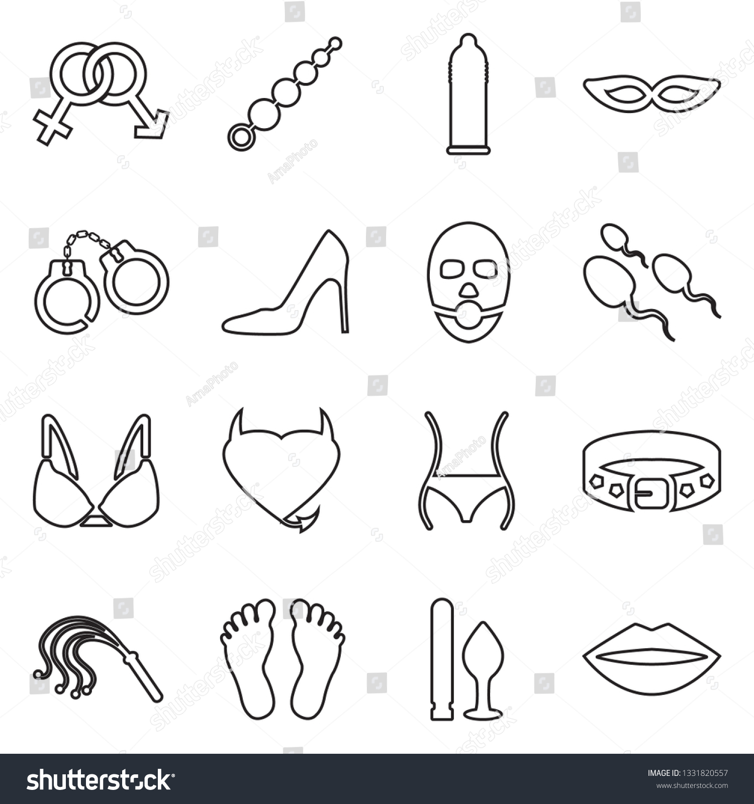 Sex Fetish Icons Thin Line Design Vector De Stock Libre De Regalías 1331820557 Shutterstock