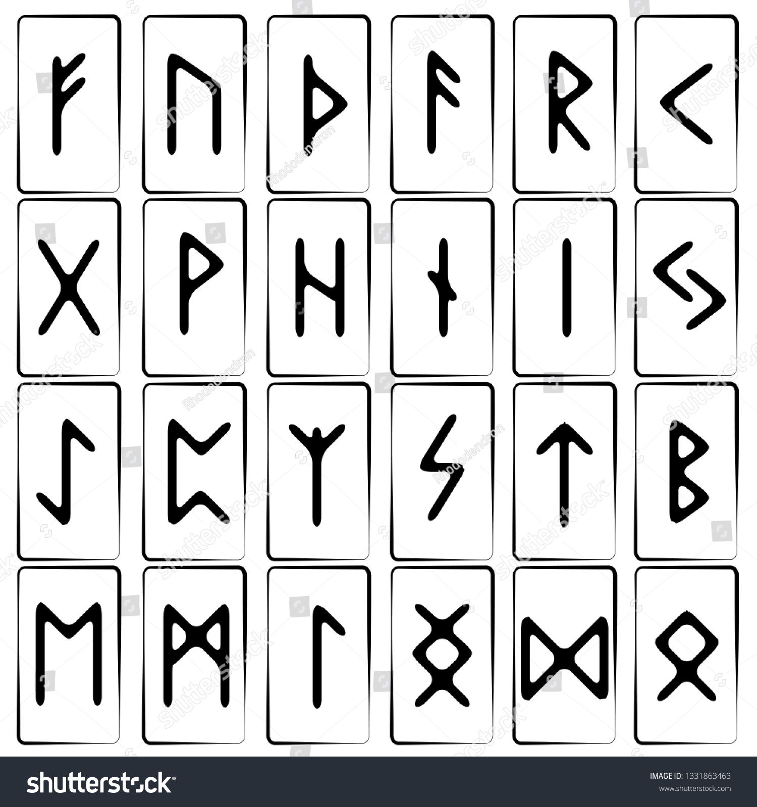 Illustration Runic Alphabet Futhark Icons Set Stock Vector (Royalty ...