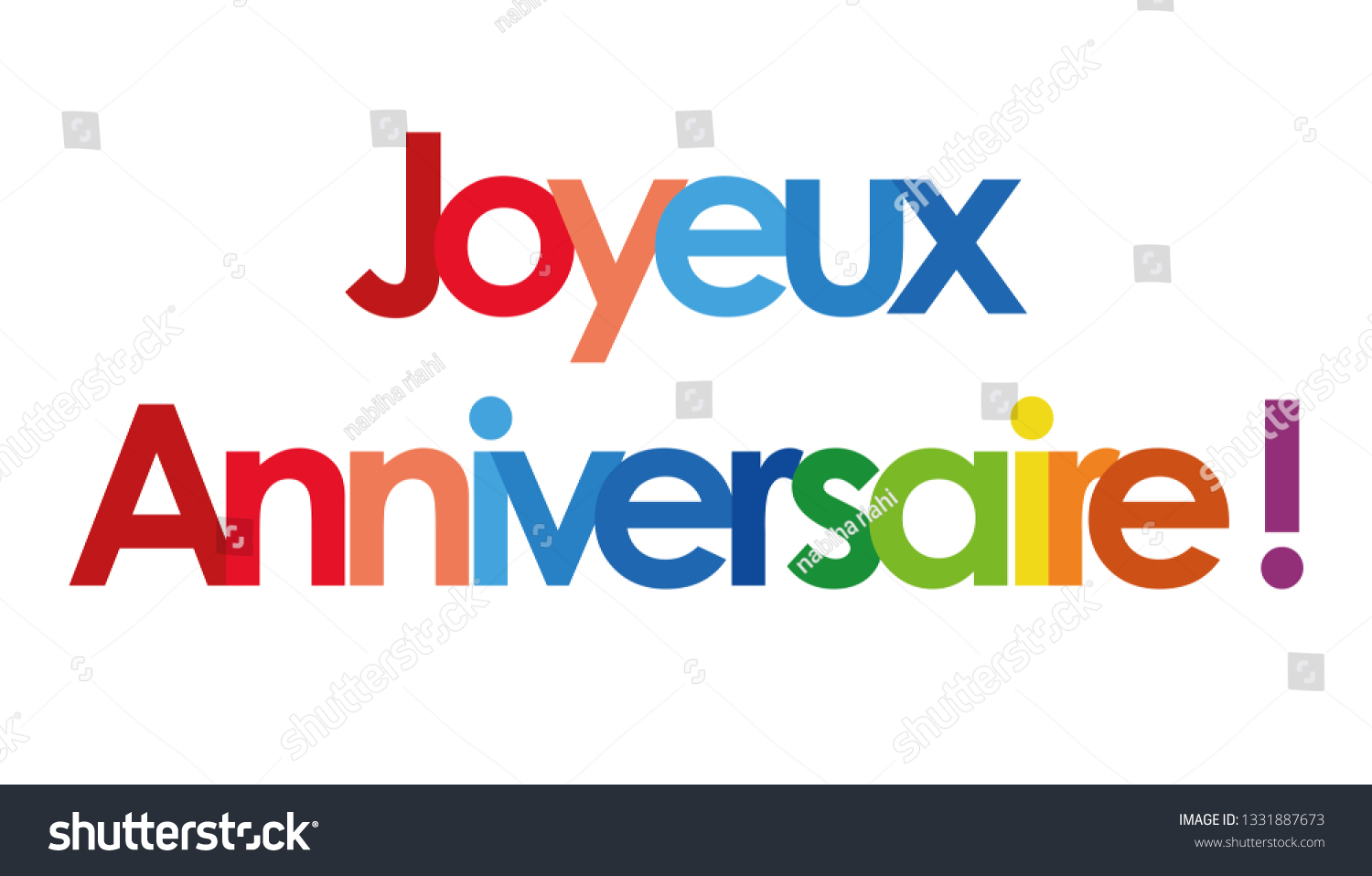 Joyeux Anniversaire Text White Background Stock Illustration 1331887673 ...