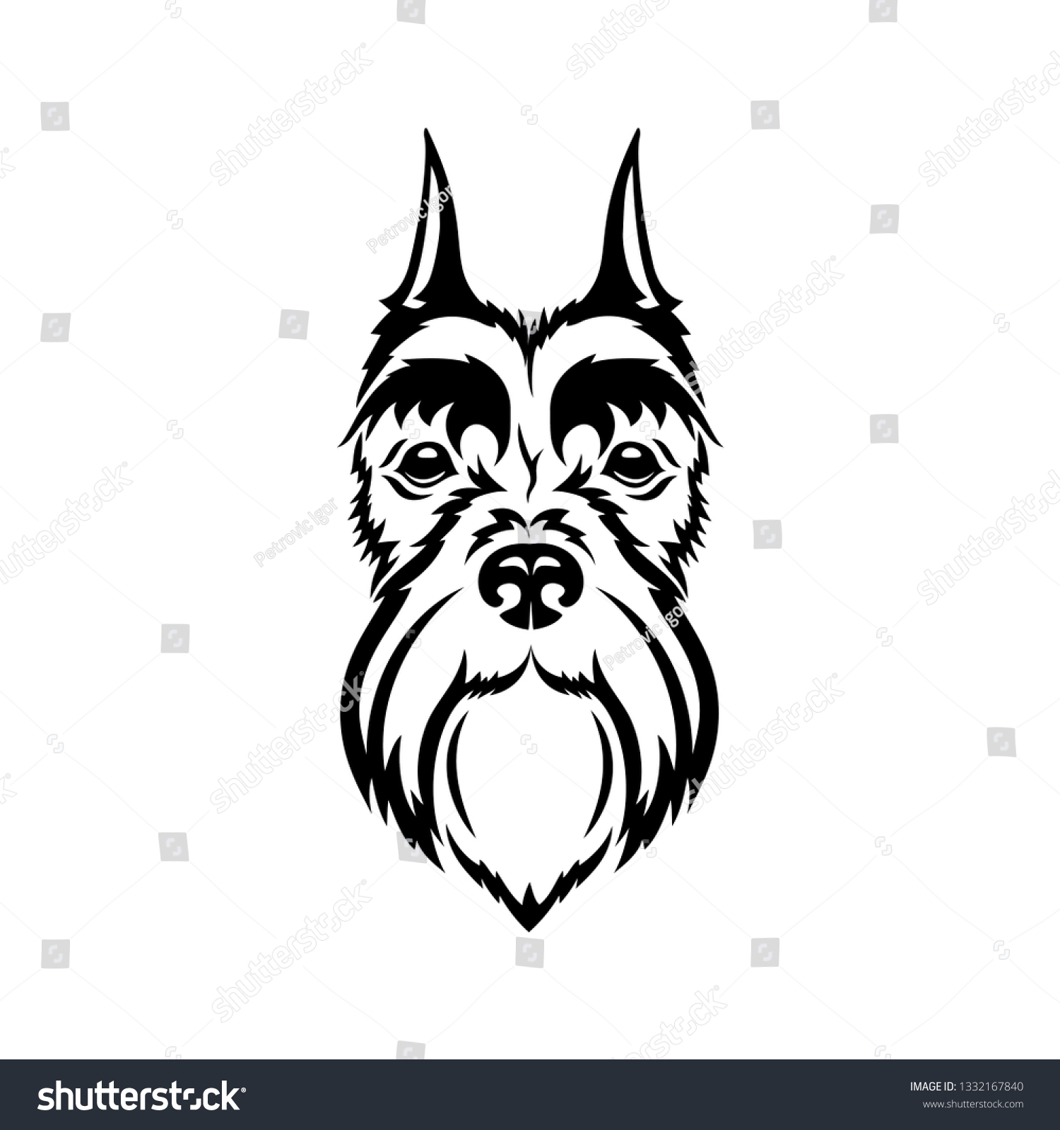 Miniature Schnautzer Face Isolated Vector Illustration Stock Vector ...