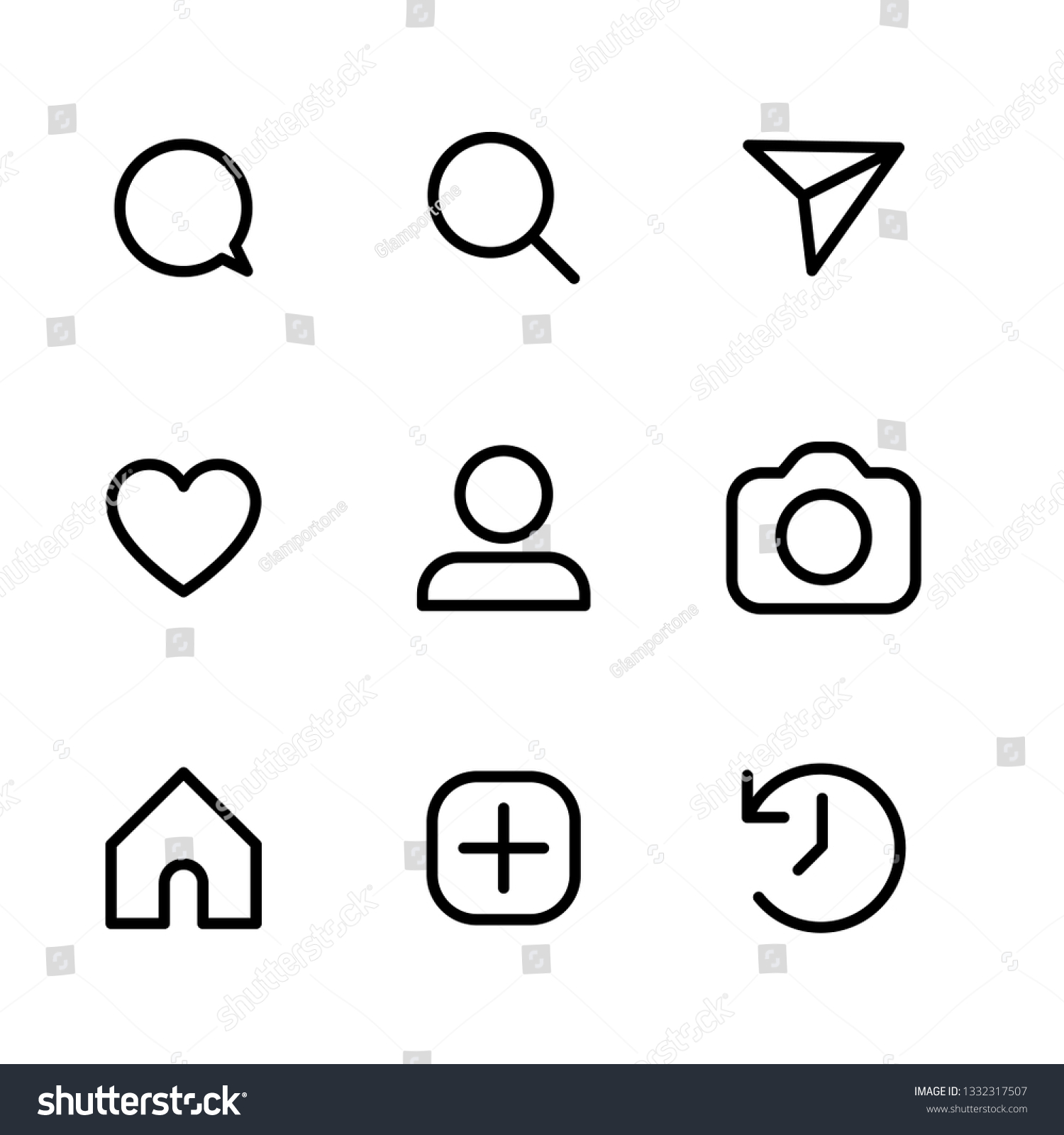 Social Media Interface Set Buttons Linear Stock Vector (Royalty Free ...