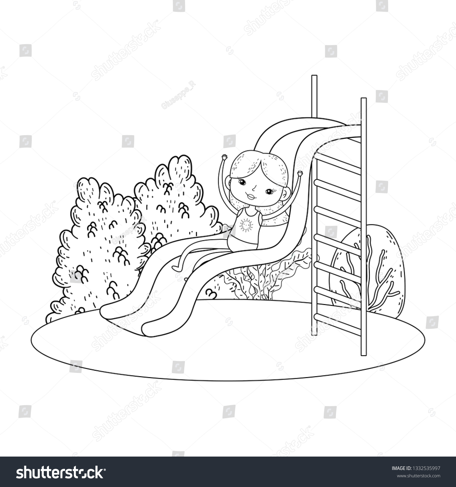 Little Girl Swimwear On Slide Park Stock Vector (Royalty Free ...