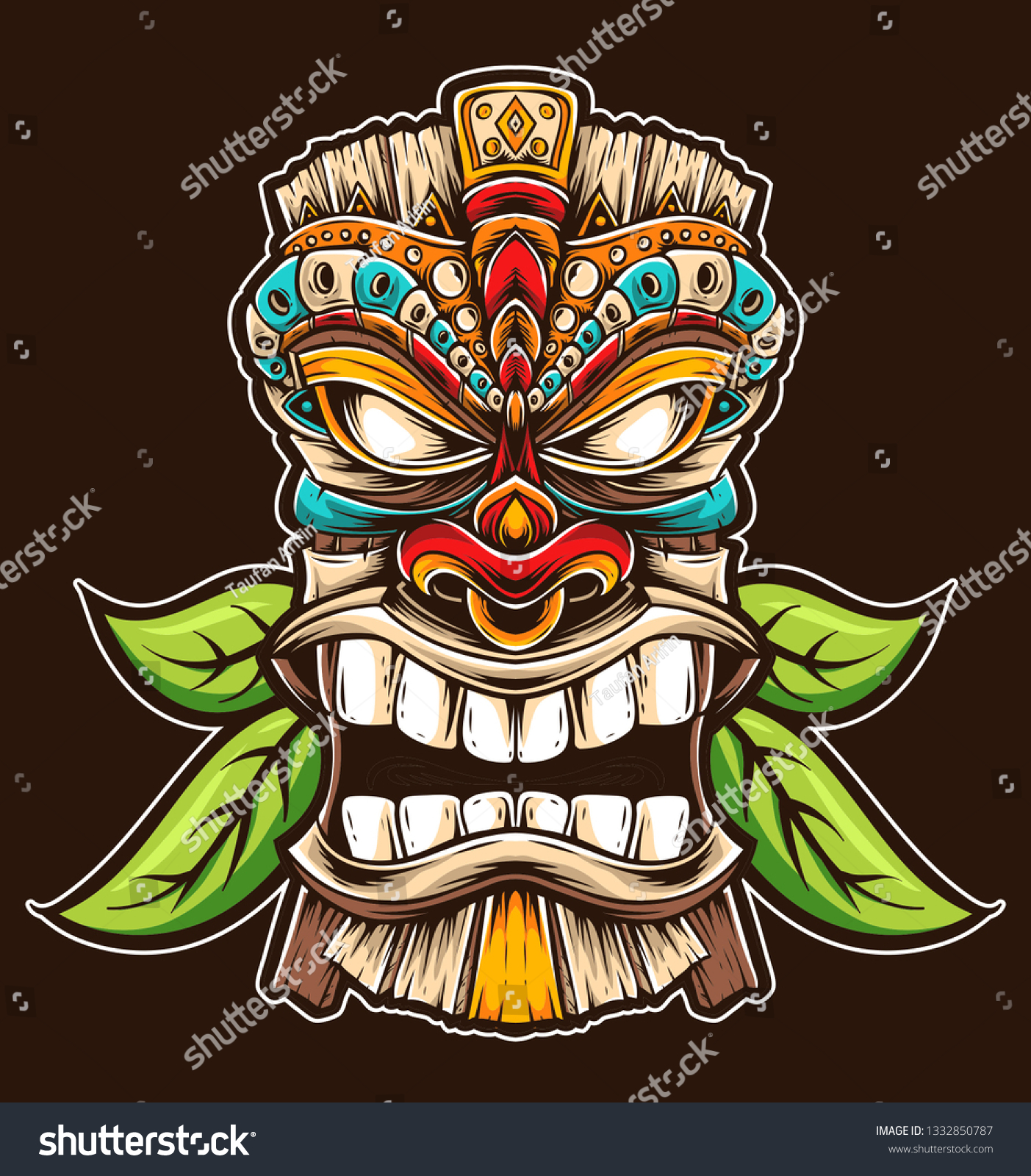 Tiki Mask Vector Stock Vector (Royalty Free) 1332850787 | Shutterstock