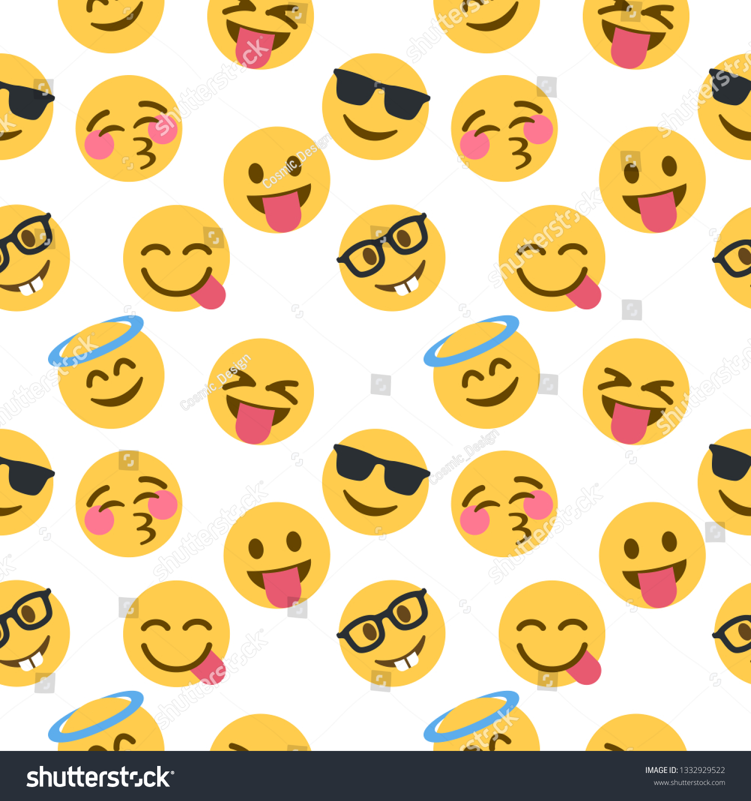Vektor Stok Emoticon Emoji Pattern Emoji Vector Illustration Tanpa Royalti
