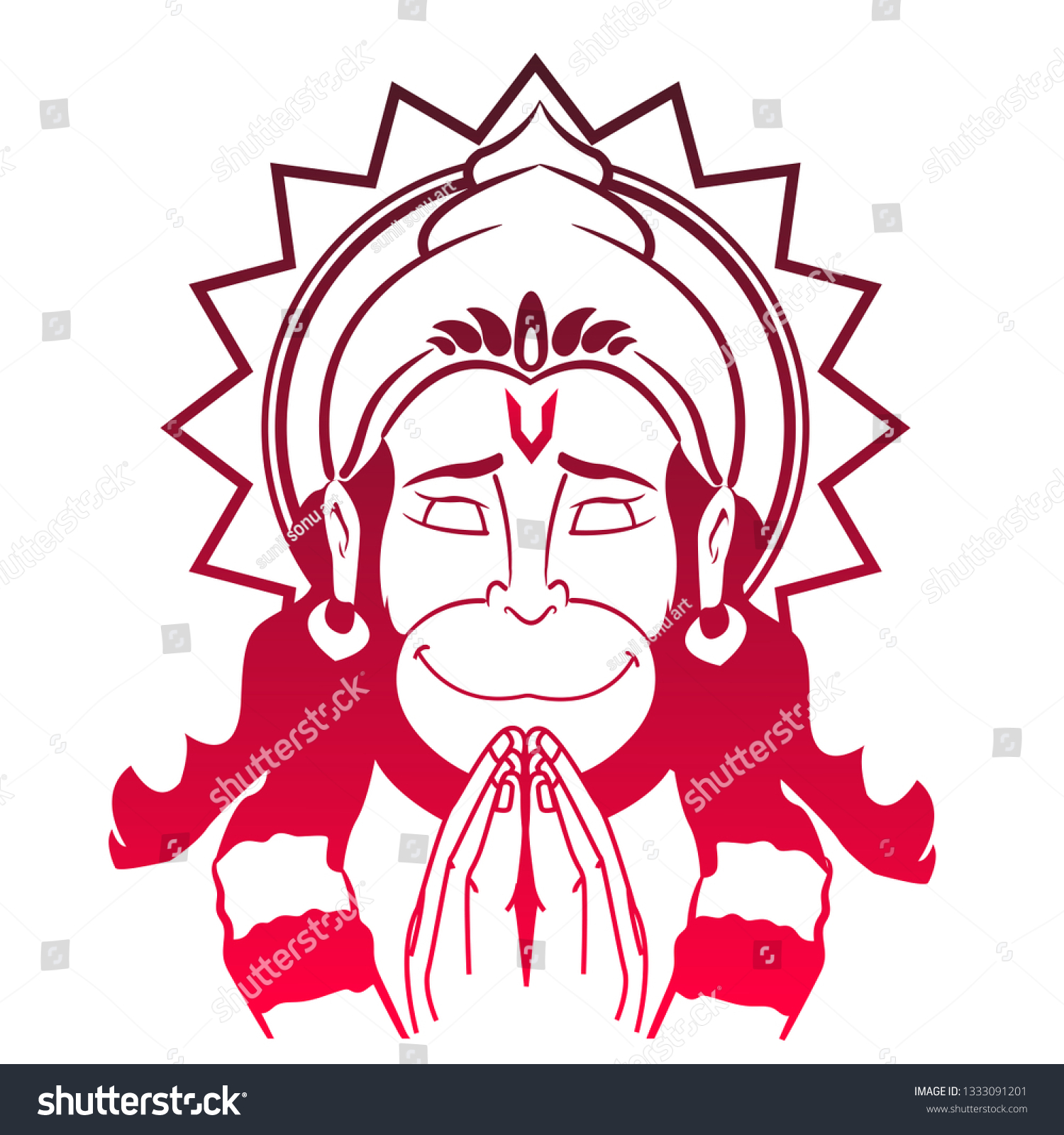 Lord Hanuman Vector Design Stock Vector (Royalty Free) 1333091201 ...