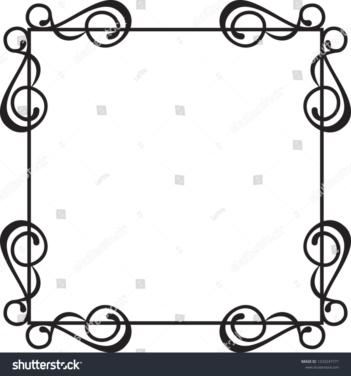 Elegant Black Silhouette Frame Border Background Stock Illustration ...