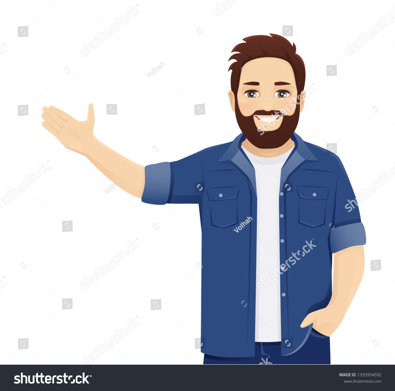 Handsome Big Man Casual Clothes Presenting Stock Vector (Royalty Free ...