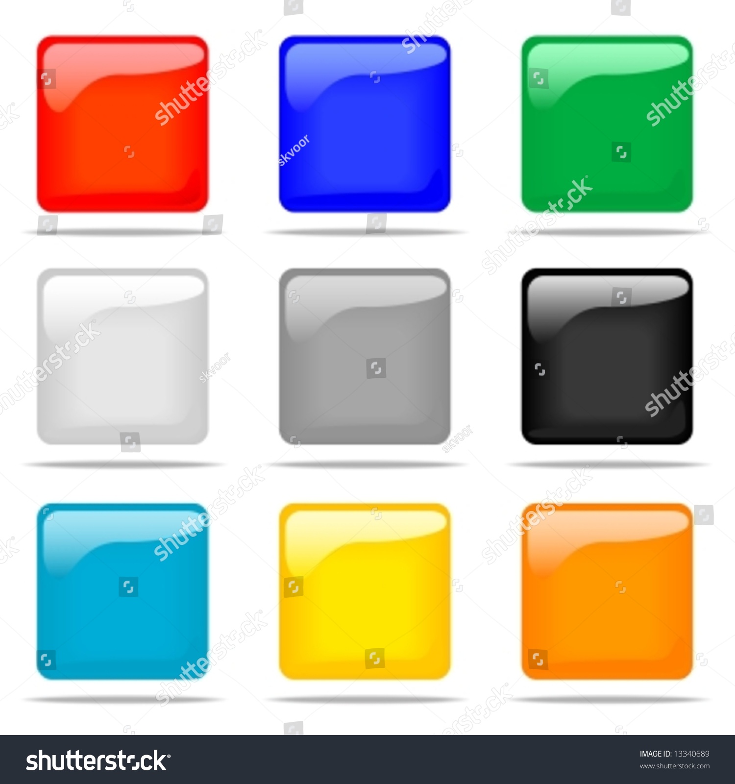 Set Glossy Square Buttons Nine Different Stock Vector (Royalty Free ...