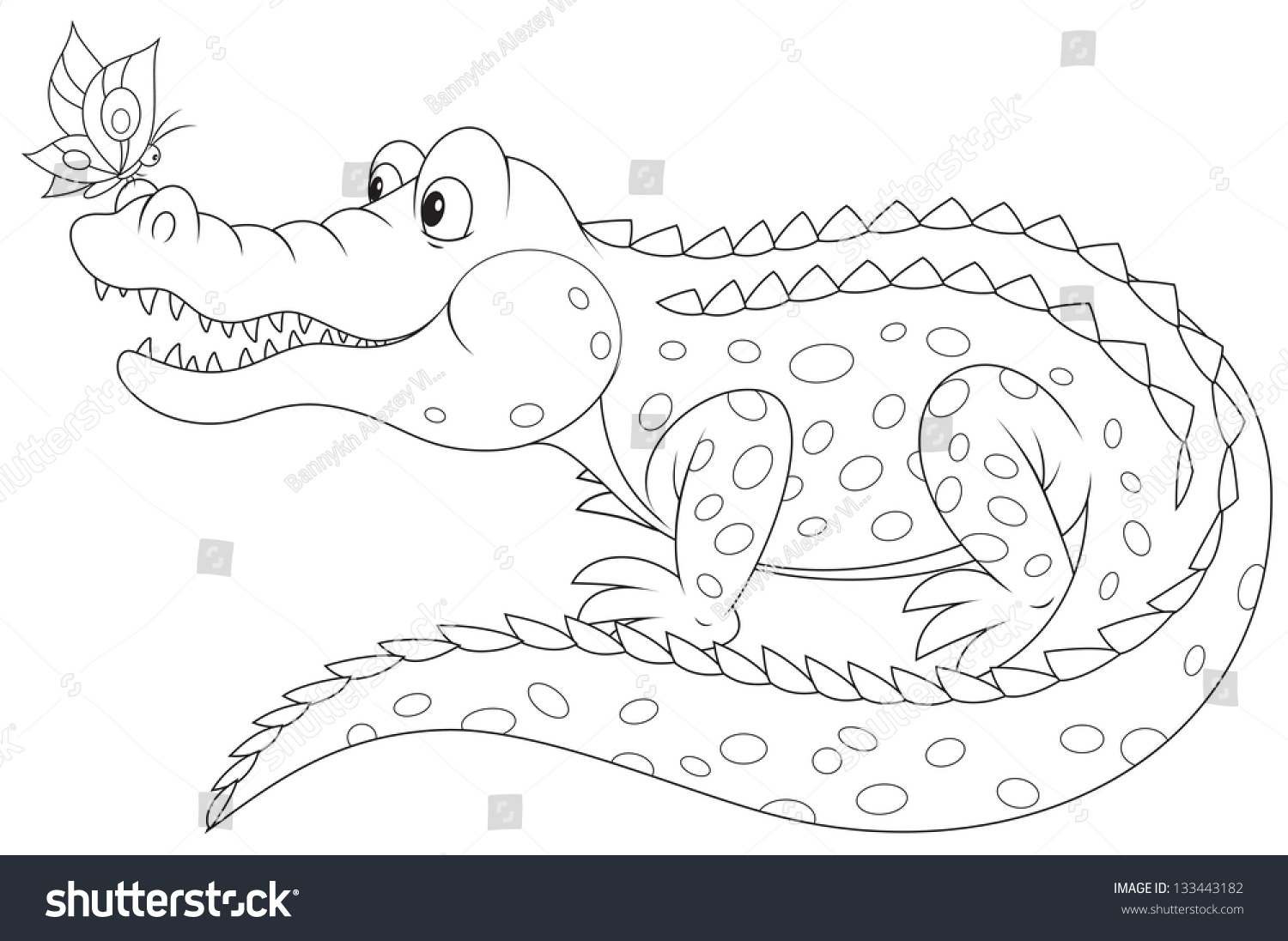Раскраска крокодил с детенышем