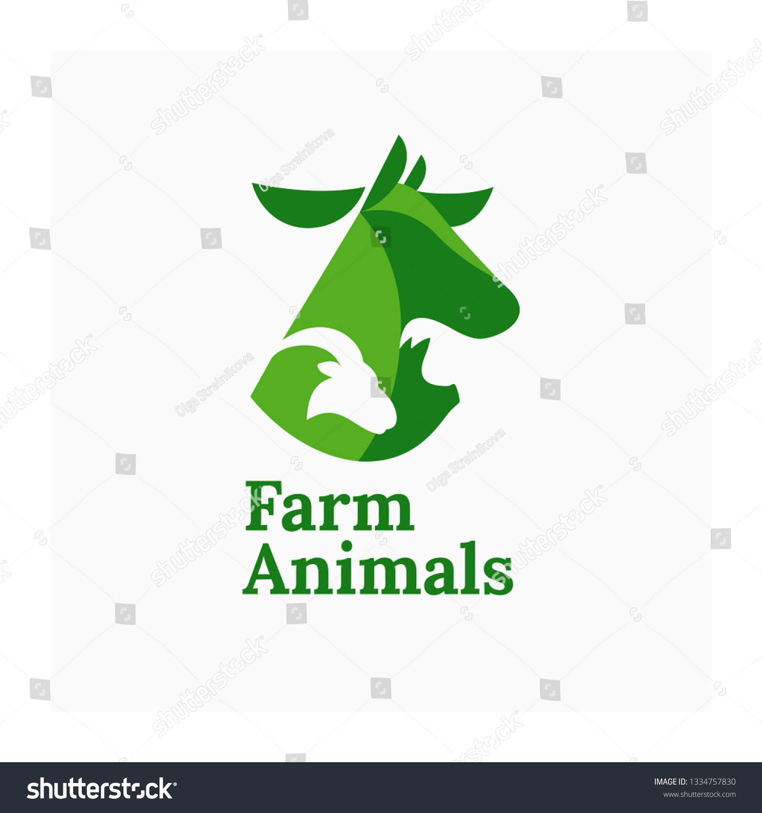 Farm Animals Logo Illustration Cow Pig Stock Vector (Royalty Free ...