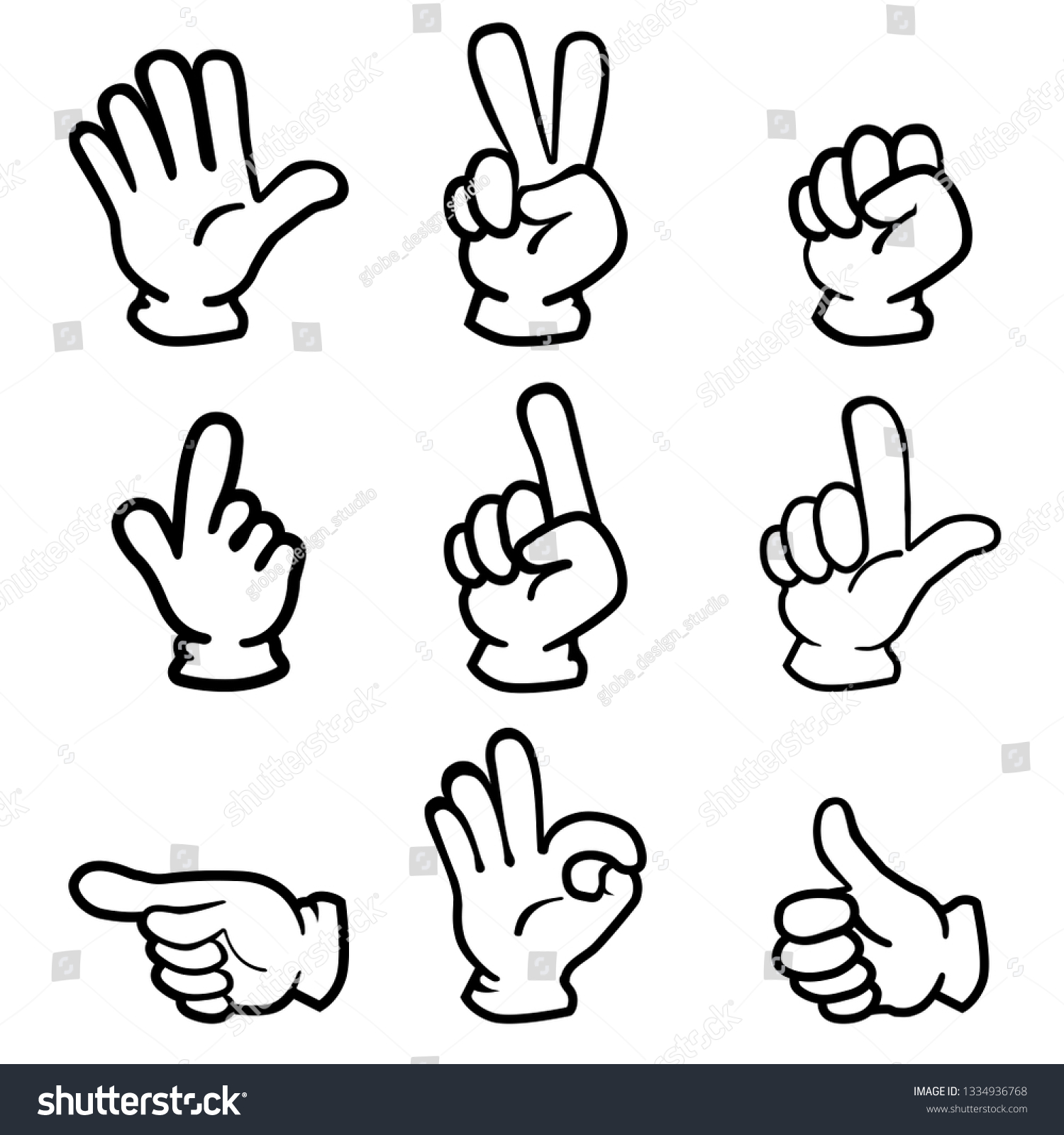 Illustration Hand Pose Illustration Set Various Stock Vector (Royalty ...