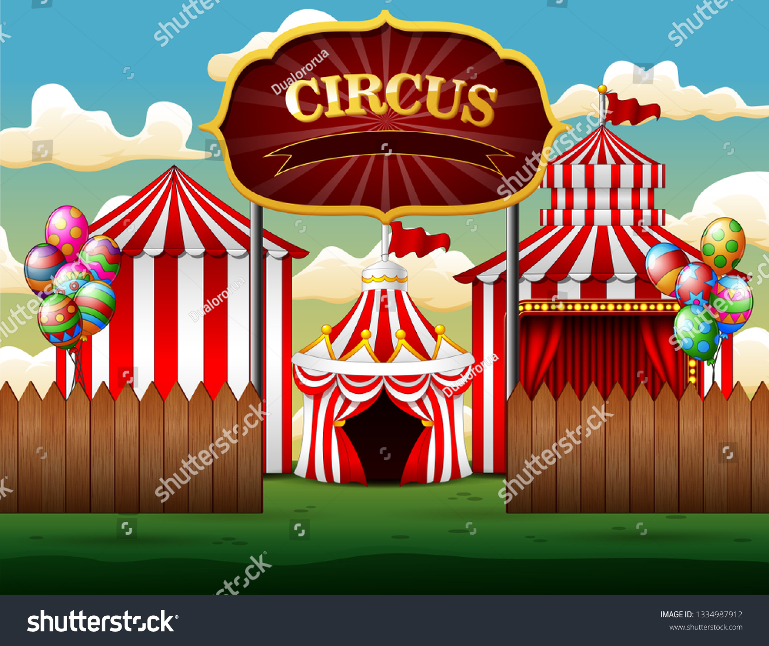 Big Top Circus Tents White Red Stock Vector (Royalty Free) 1334987912 ...