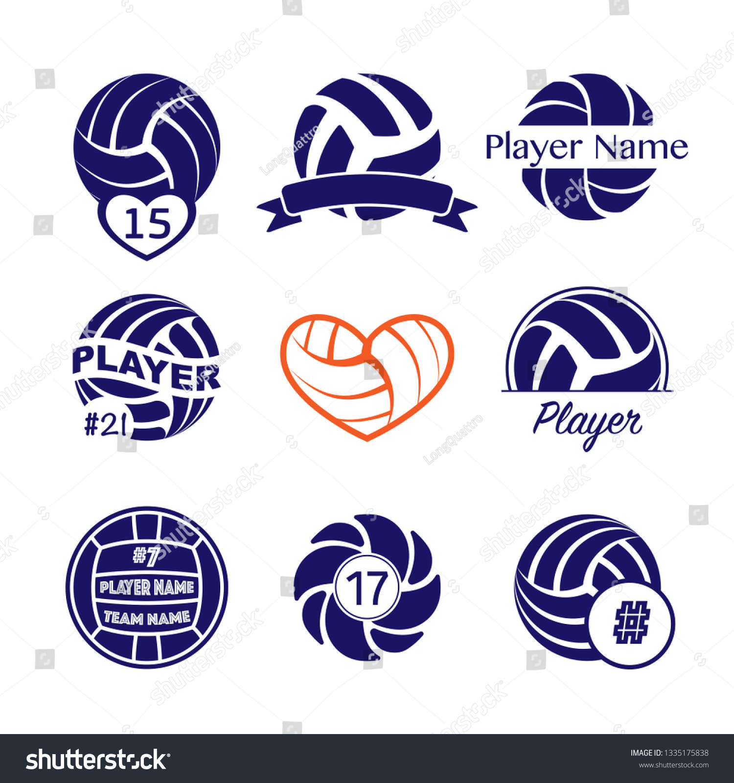 Set Different Dark Blue Volleyball Symbols Stock Vector (Royalty Free ...