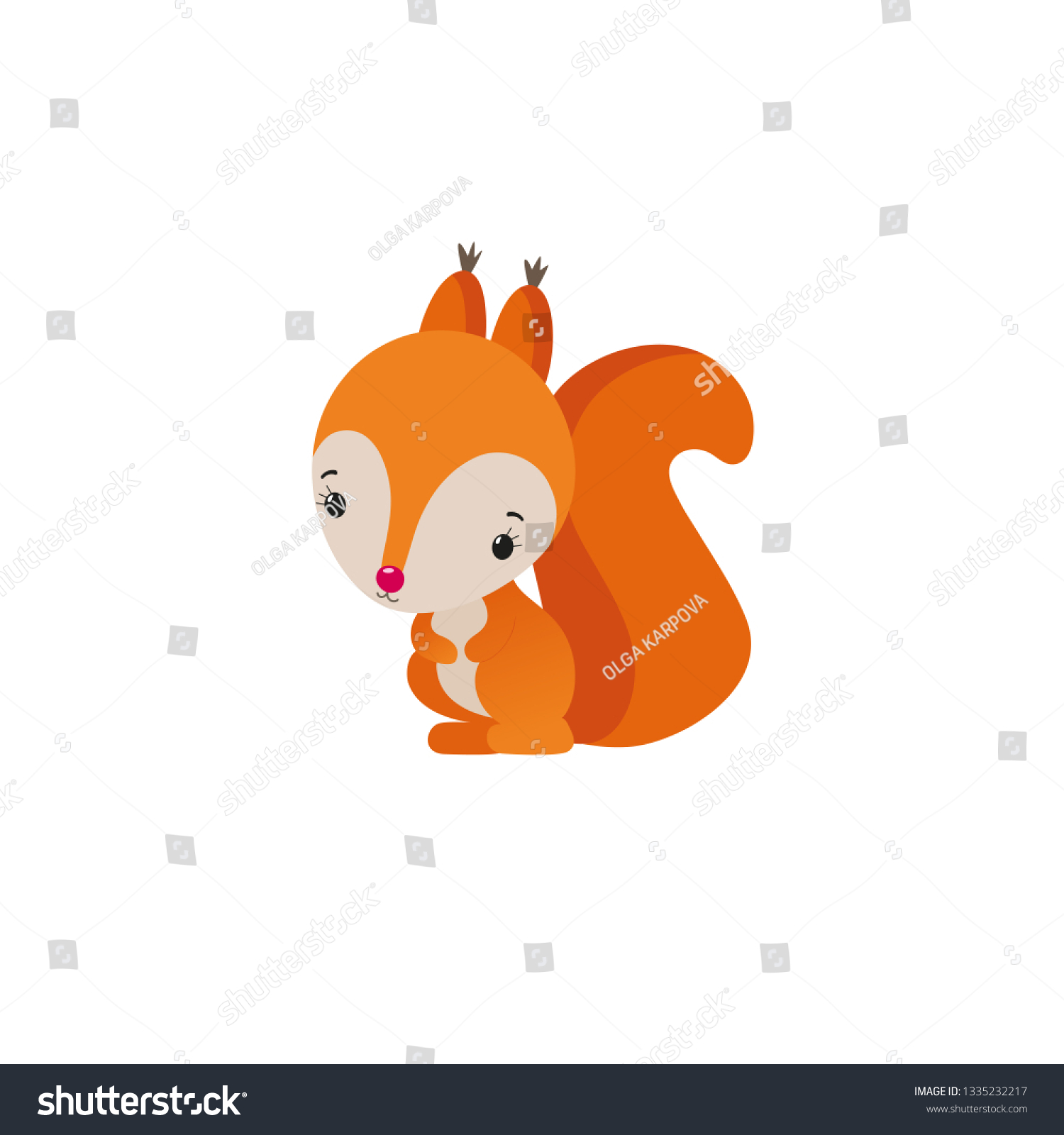 Cute Squirrel Kawaii Character Isolated On Stock Vector (Royalty Free ...