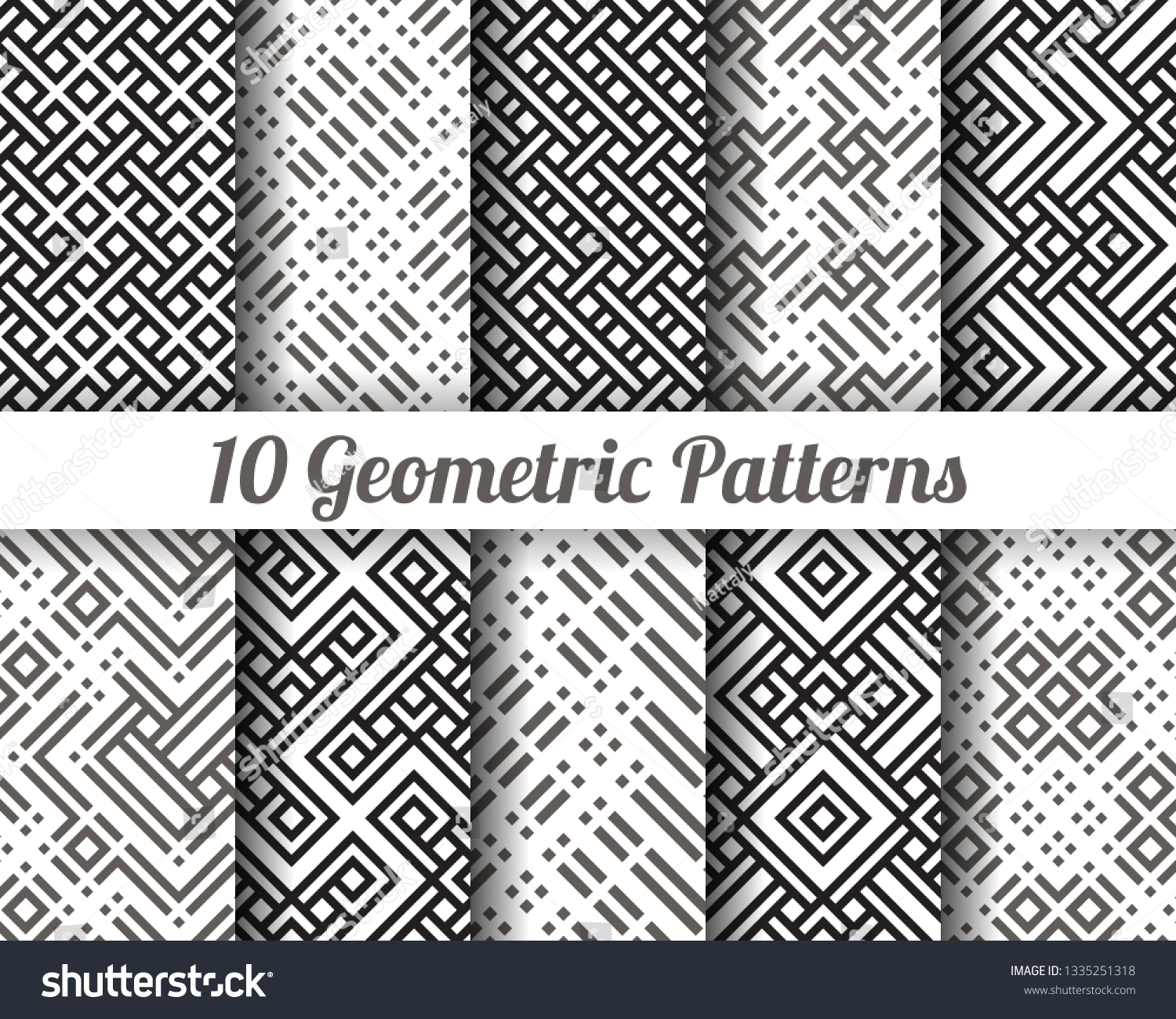 Set 10 Abstract Geometric Patterns Black Stock Vector (Royalty Free ...