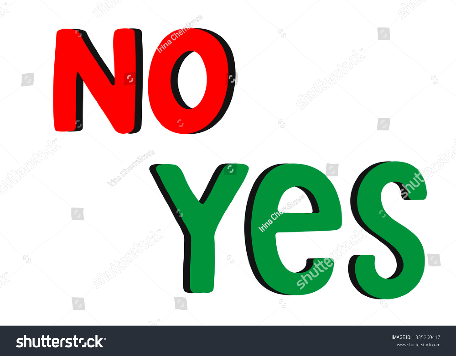 Yes No Word Text Green Red Stock Vector (royalty Free) 1335260417 