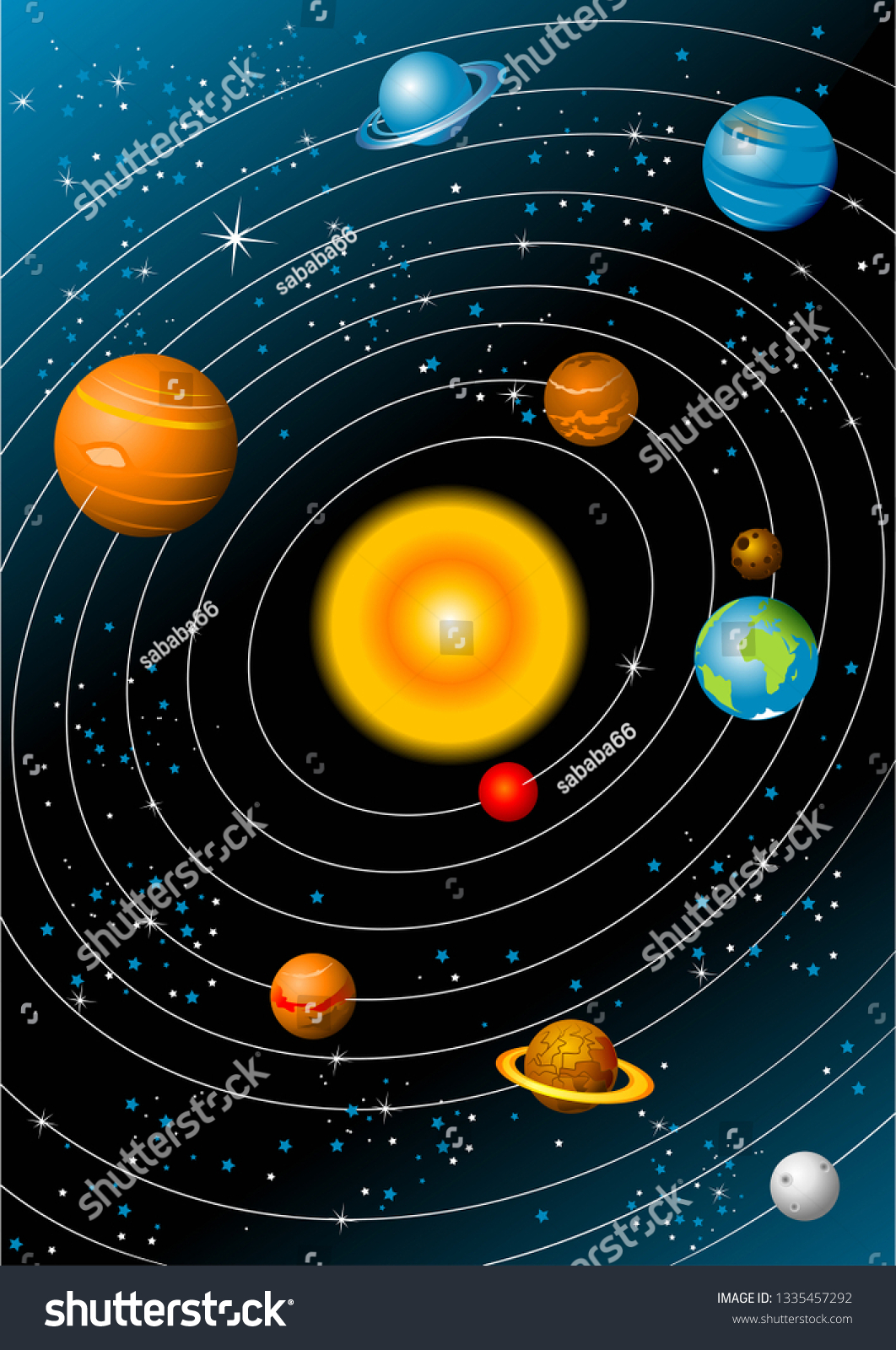 Solar System Background Sun Planets On Stock Vector (Royalty Free ...