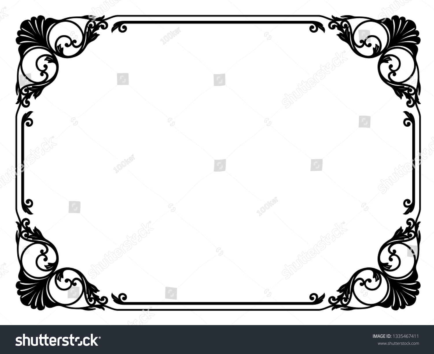 Calligraphy Penmanship Curly Baroque Frame Black Stock Illustration ...