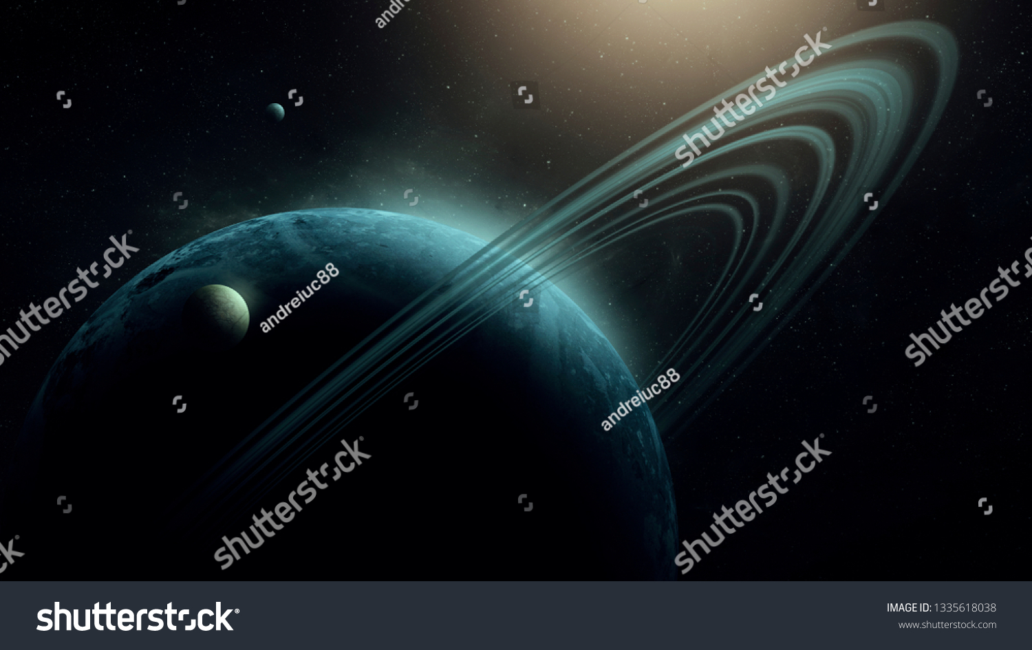 Planet Rings Moons Planet Satellites Sci Stock Illustration 1335618038 ...