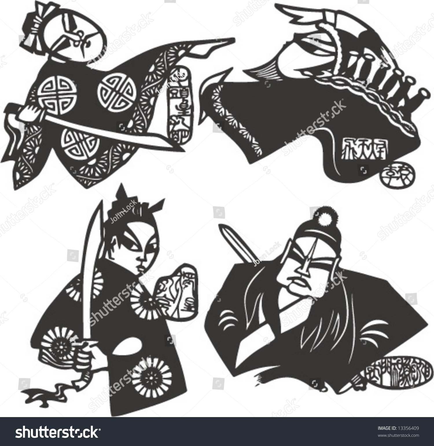 Vector Set Characters Famous Classic Chinese 库存矢量图（免版税）13356409 Shutterstock