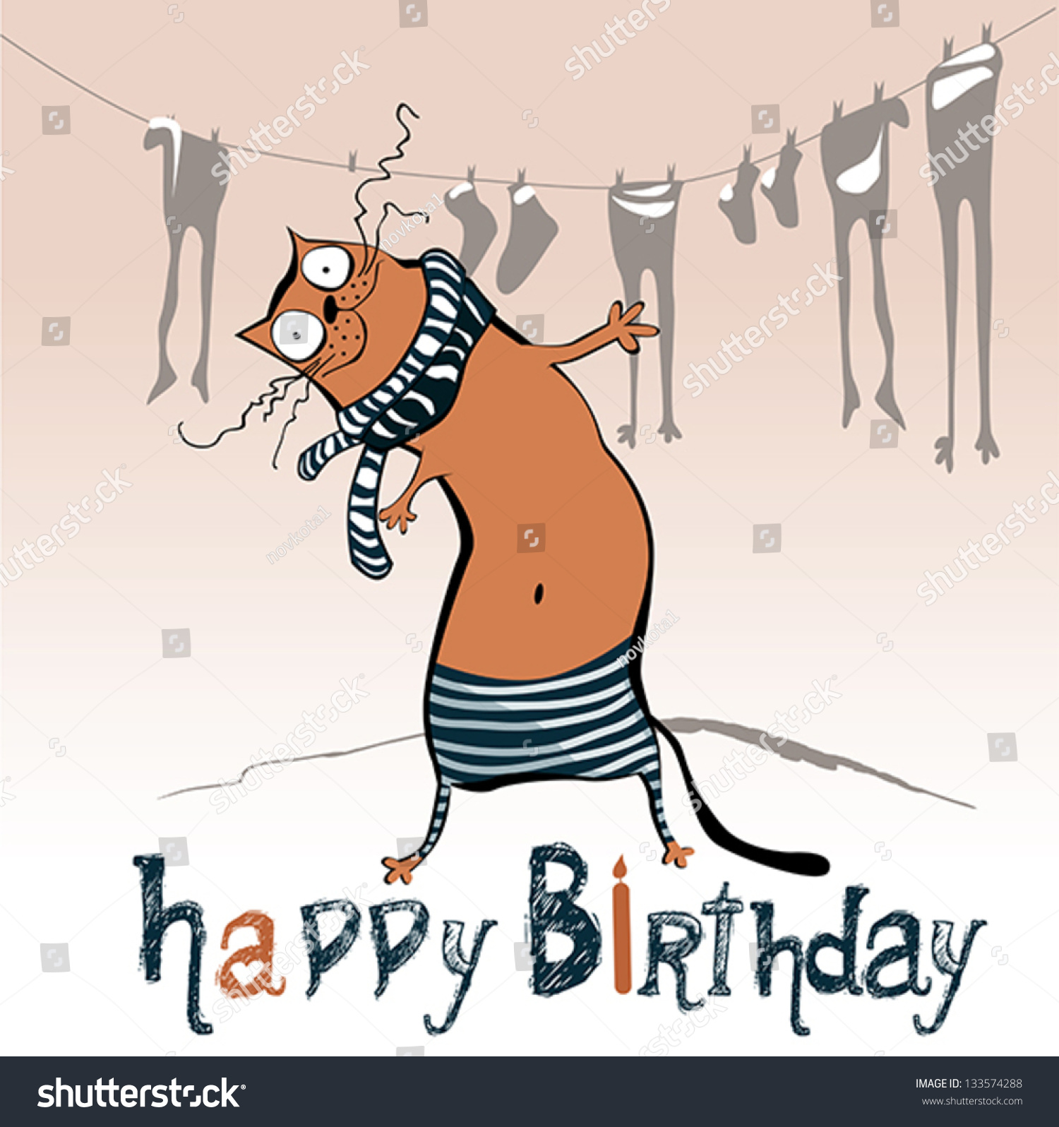 Happy Birthday Funny Pictures For Her Happy Birthday Funny Card Animal Cat Stock Vector (Royalty Free) 133574288  | Shutterstock