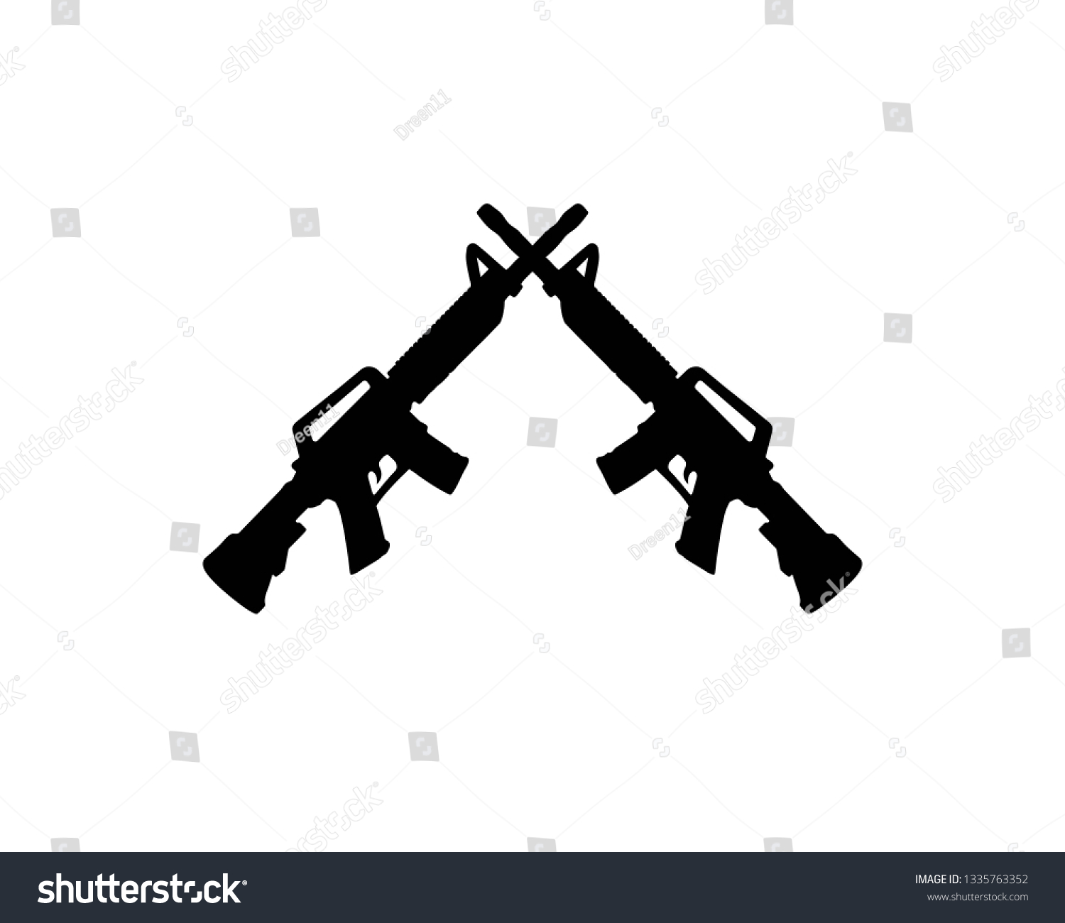 Gun Silhouette Vector Black Stock Vector (Royalty Free) 1335763352 ...