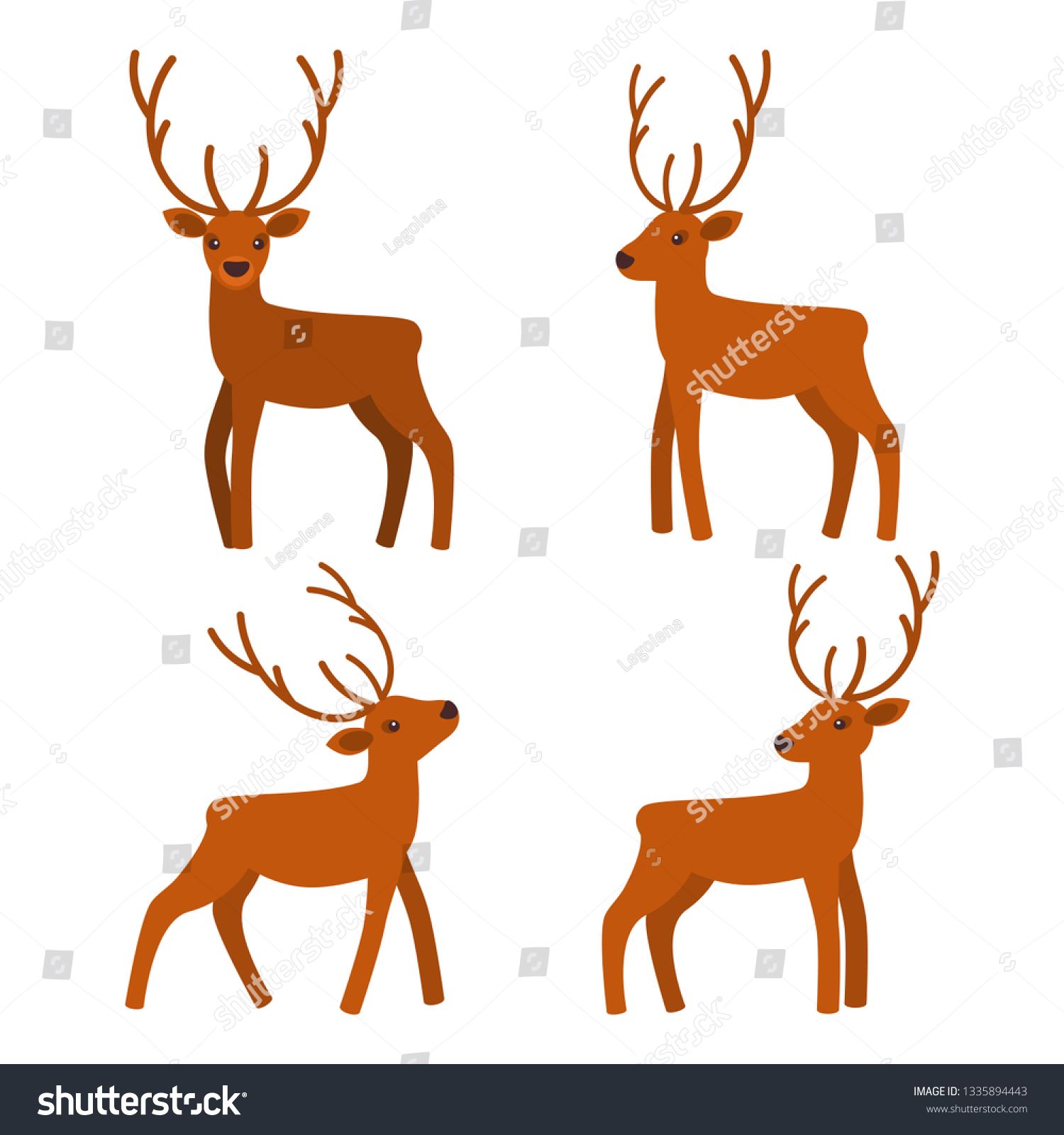 Cute Deer Antlers Vector Illustration Set Stock Vector (Royalty Free ...