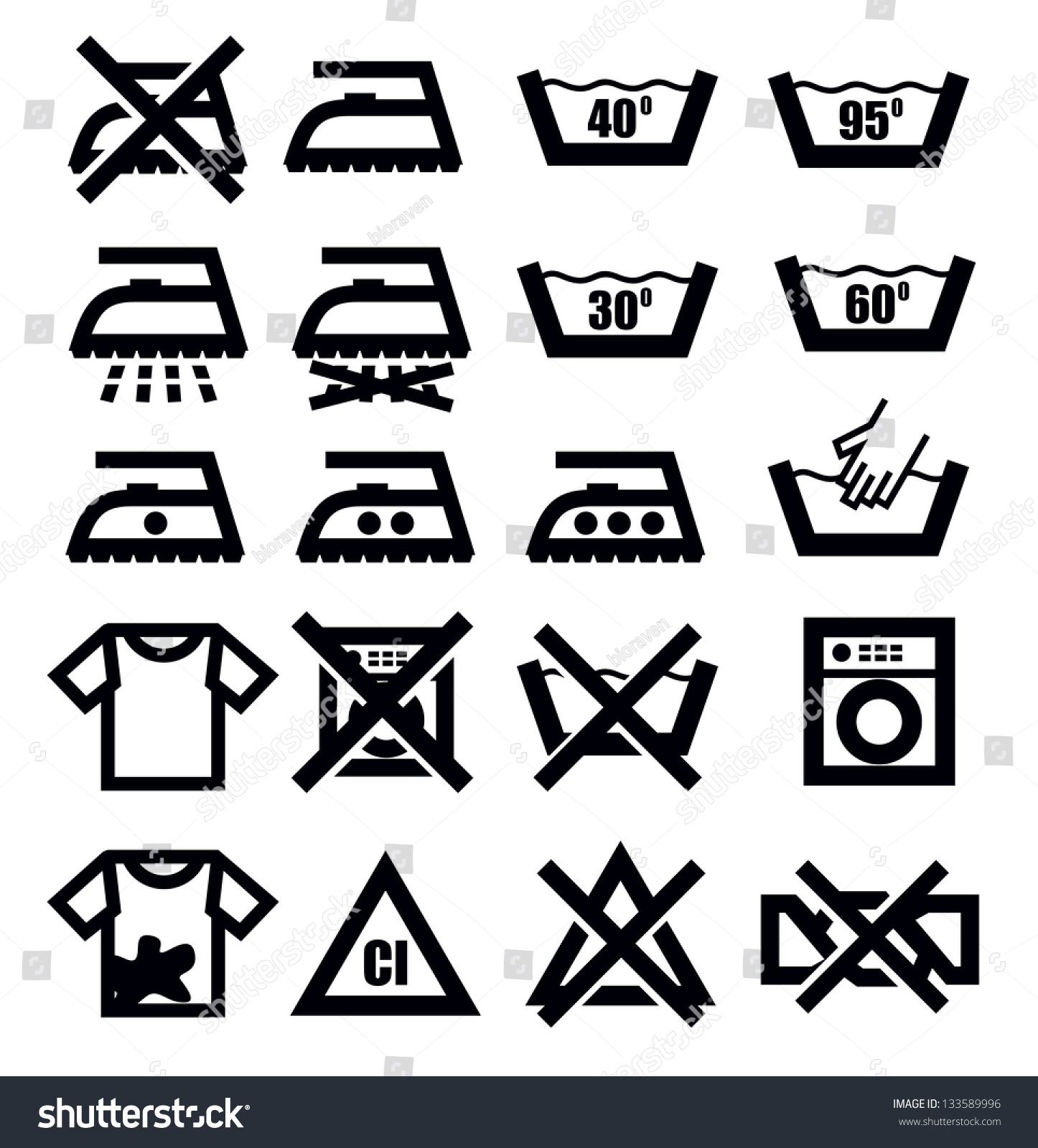 Vector Black Washing Signs Clothes Icon Stock Vector (Royalty Free ...