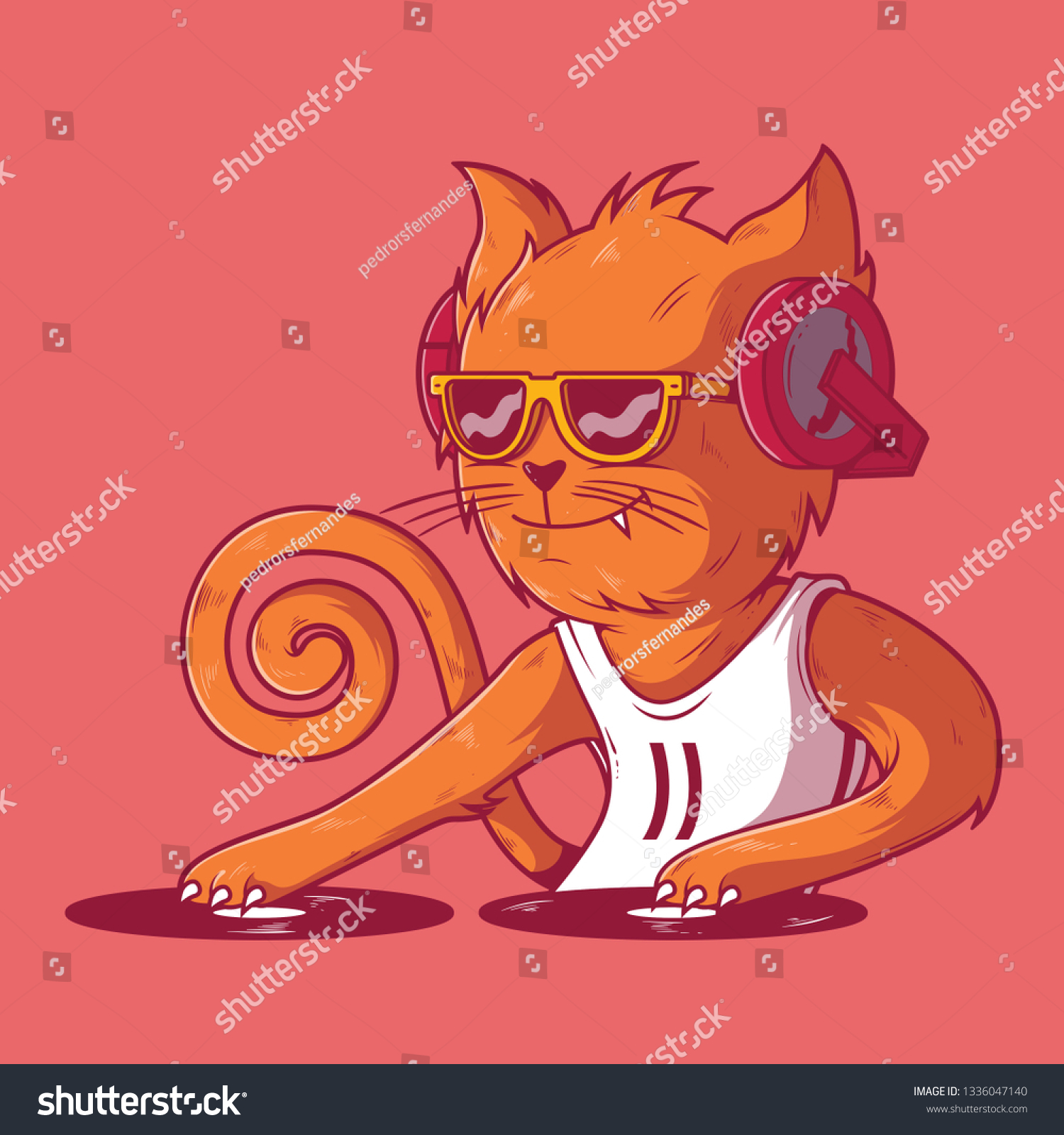 Dj Cat Vector Illustration Music Lifestyle Stock Vector (Royalty Free ...