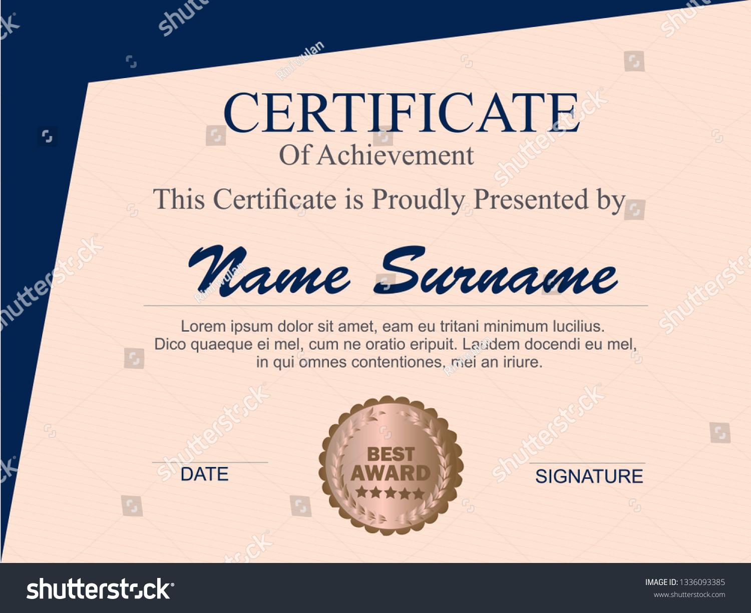 Horizontal Certificate Templatediplomaletter Size Vector Vector Stock ...