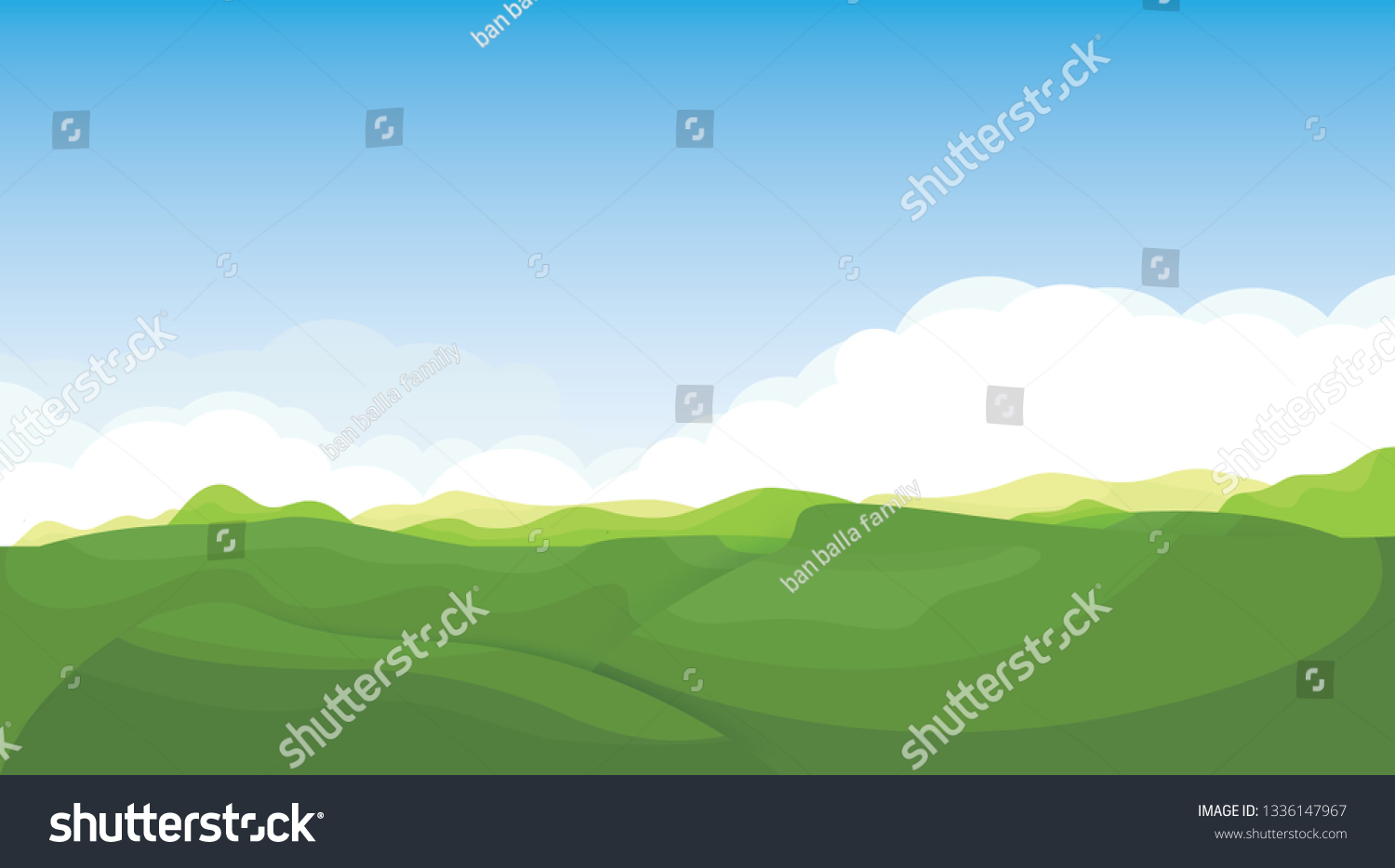 Landscape Hill Vector Green Vector Illustration Stock Vector (royalty 