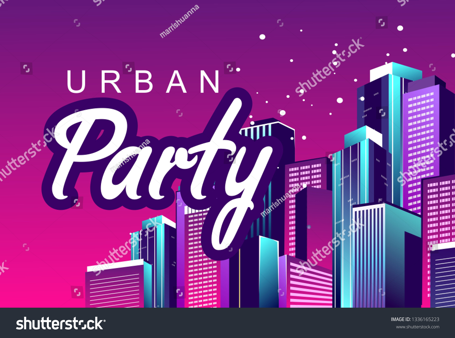 Vector Illustration Night City Illuminated By Stock Vector Royalty Free 1336165223 Shutterstock 1445