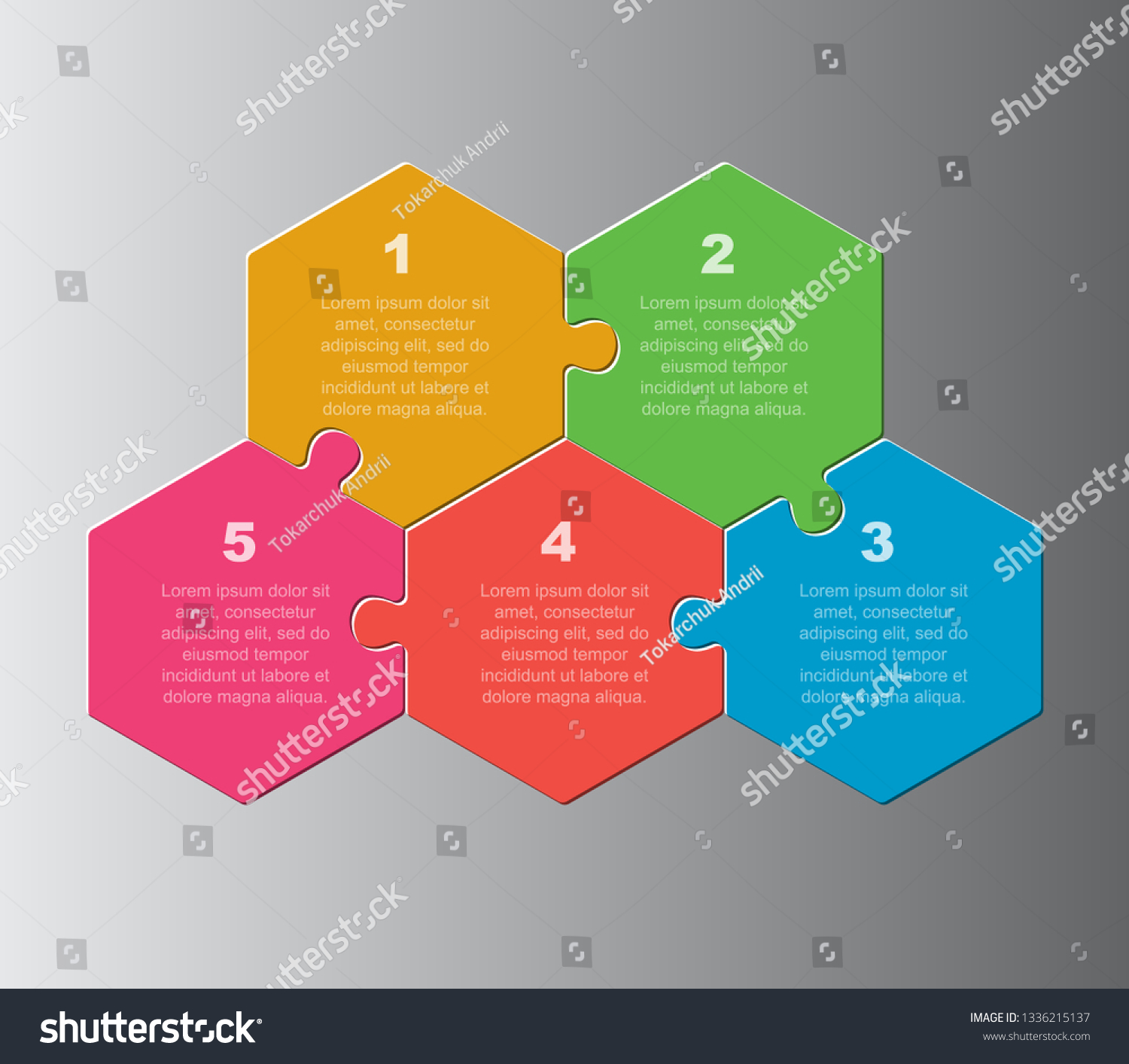 Five Pieces Puzzle Hexagonal Diagram Hexagon Stock Vector (Royalty Free ...