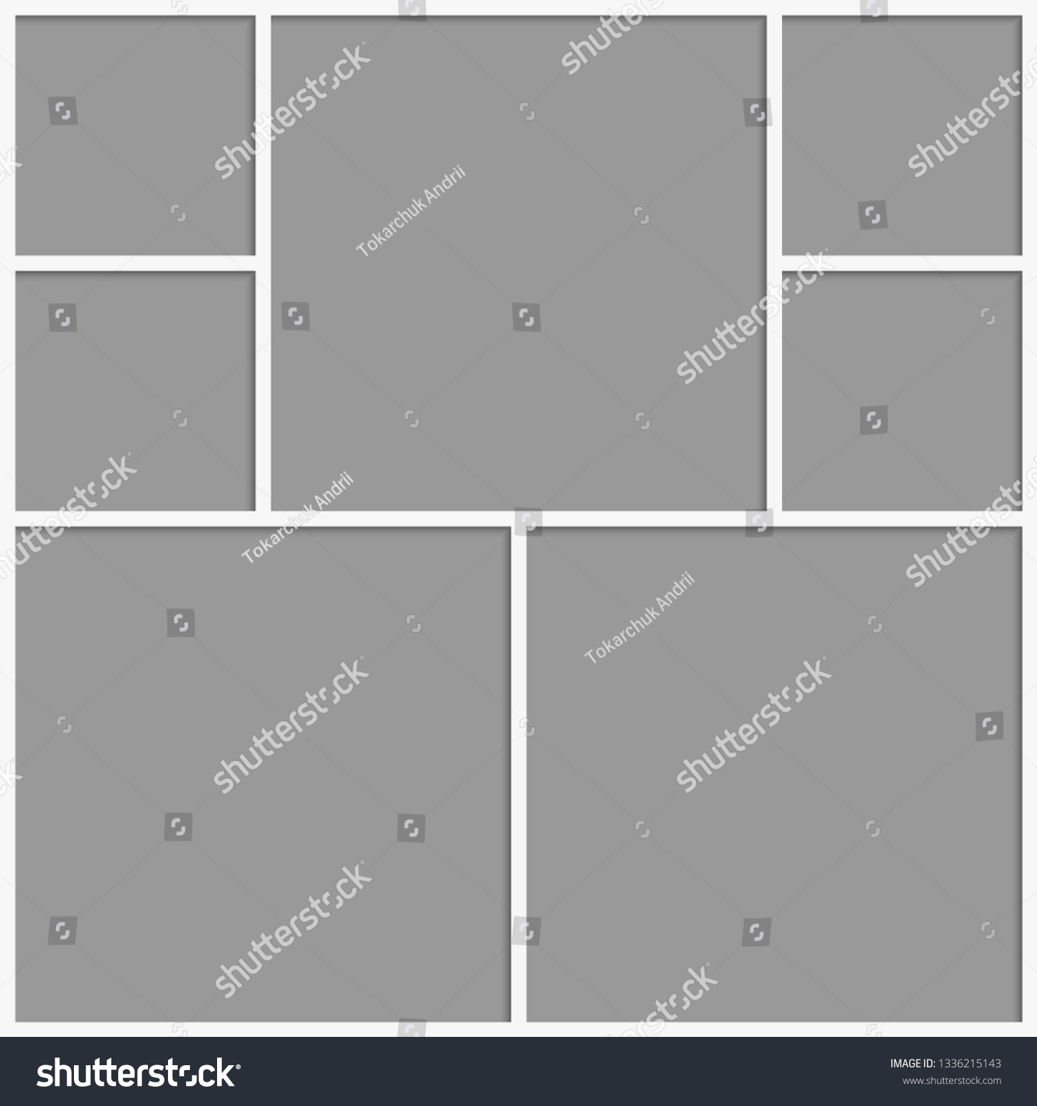 Templates Collage Seven Frames Photos Parts Stock Vector (Royalty Free ...