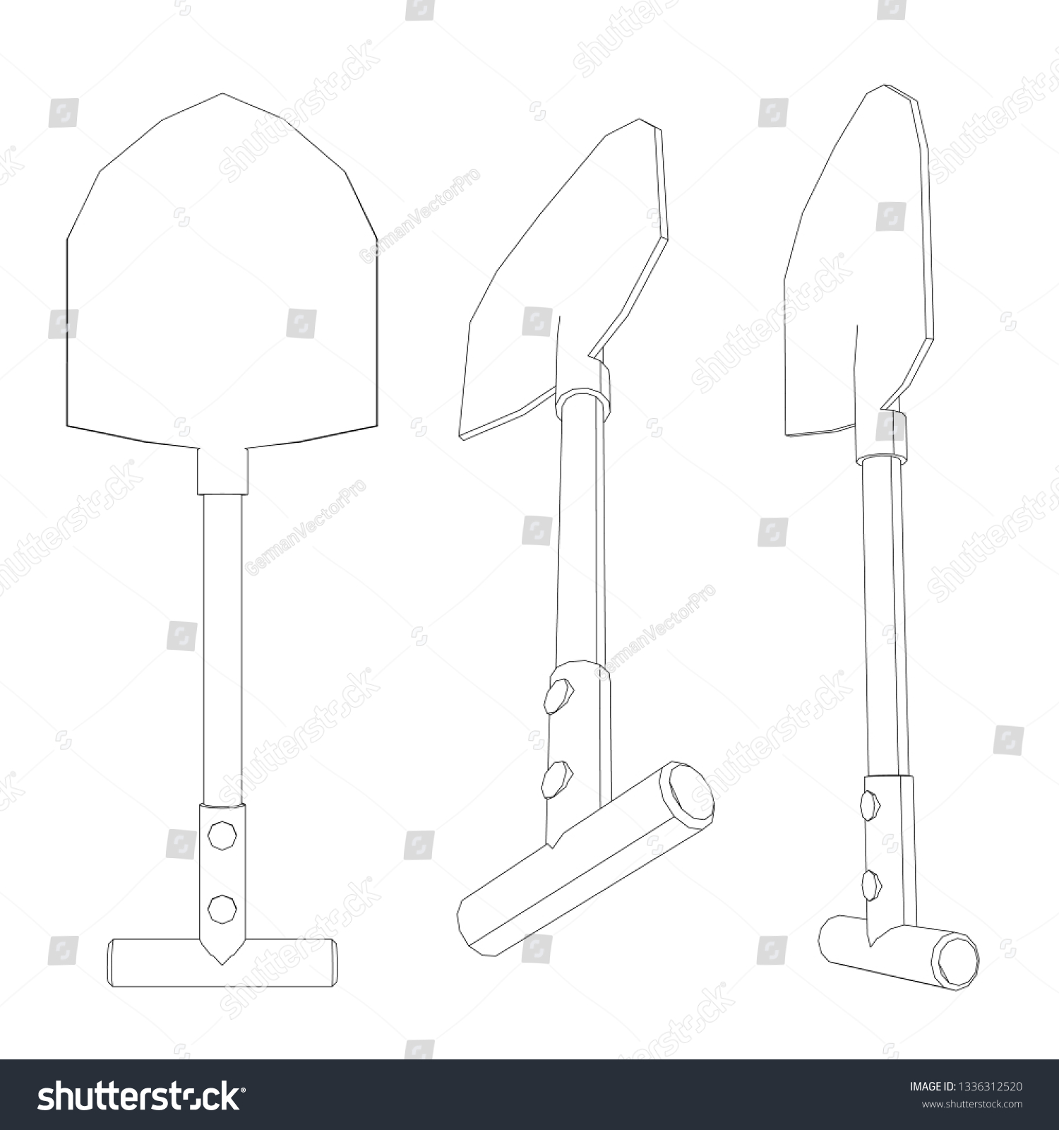 Set Spade Outlines Different Positions Vector Stock Vector (Royalty ...