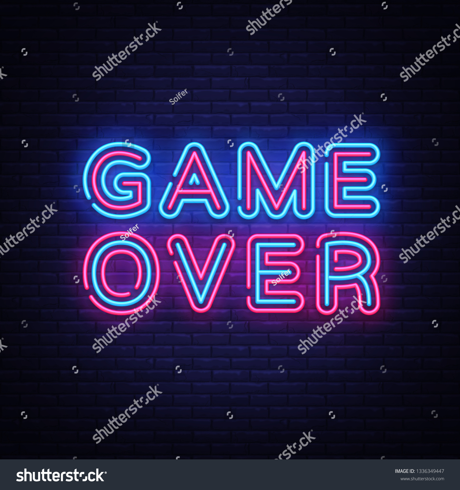 Game Over Neon Text Vector Game Stock Vector (Royalty Free) 1336349447 ...