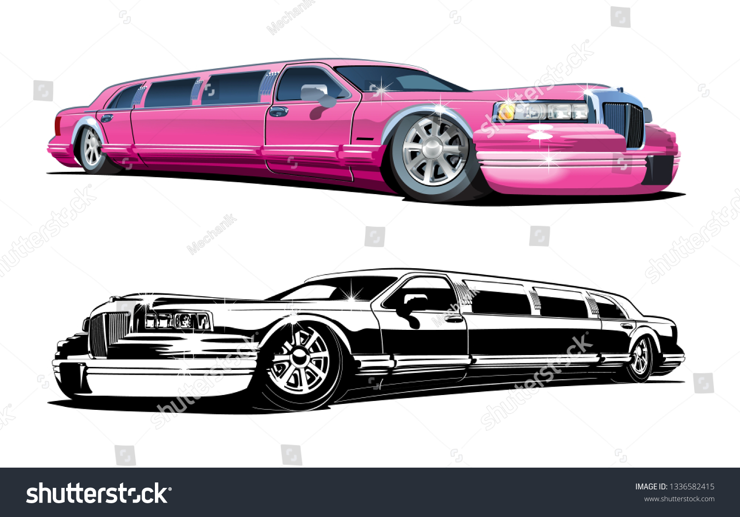 Cartoon Limousines Set Isolated On White Stock Vector (Royalty Free ...