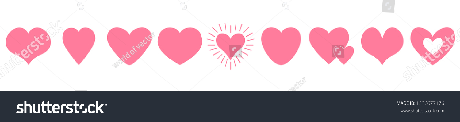 Pink Heart Line Icon Set Happy Stock Illustration 1336677176 | Shutterstock