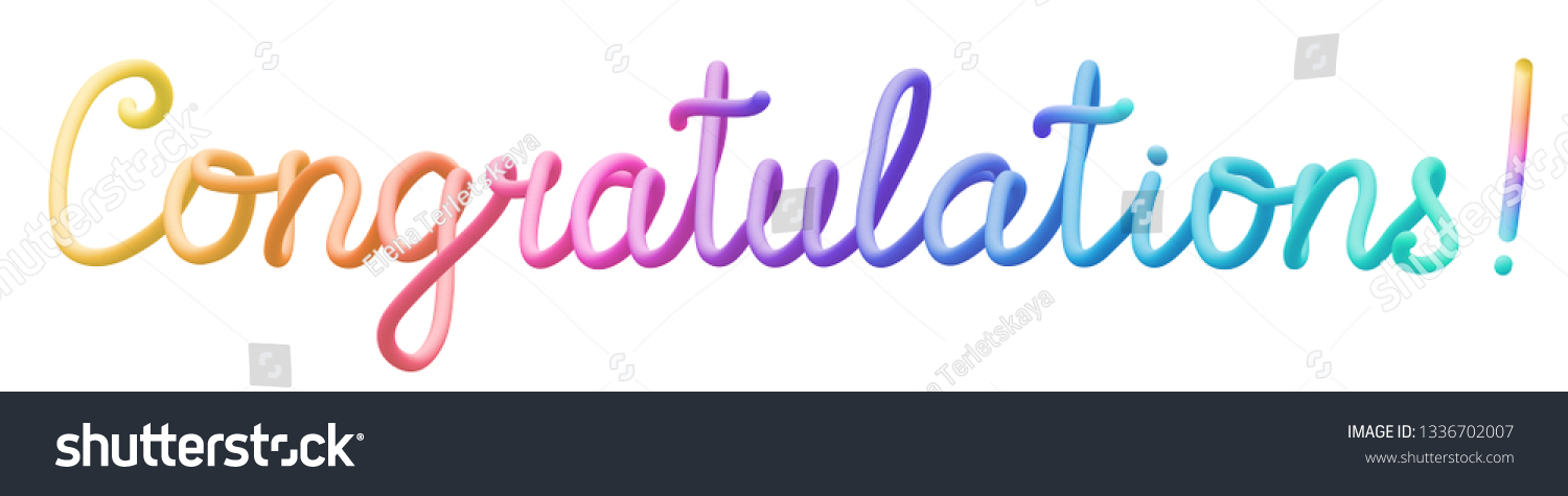 Colorful Stylized Rainbow Lettering Inscription Congratulations Stock ...