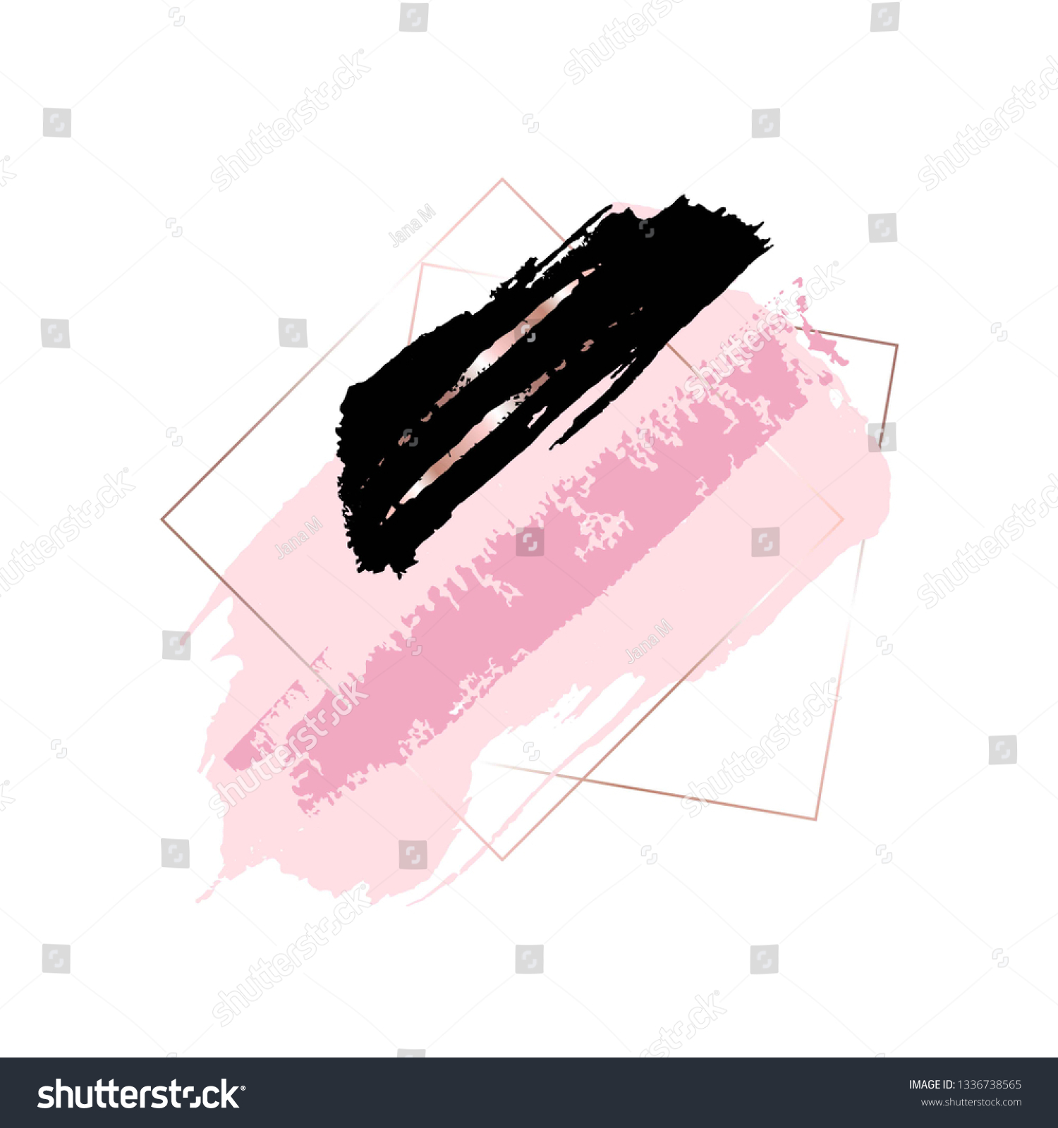 Black Pink Gold Brush Strokes Gold Stock Vector (Royalty Free ...