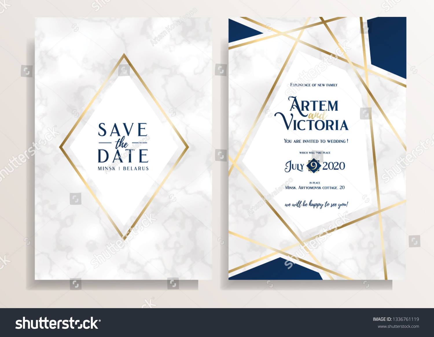 Vector Illustration Graphics Template Wedding Invitation Stock Vector