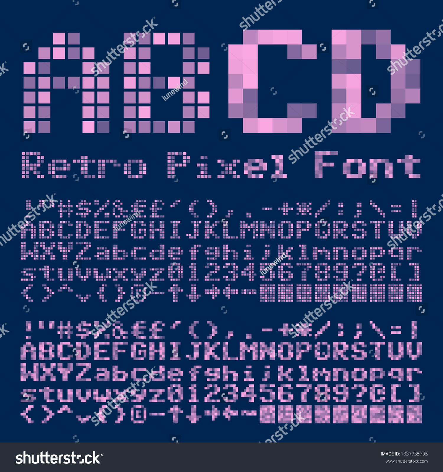 Fun Old Style Pixel Art Font เวกเตอร์สต็อก ปลอดค่าลิขสิทธิ์