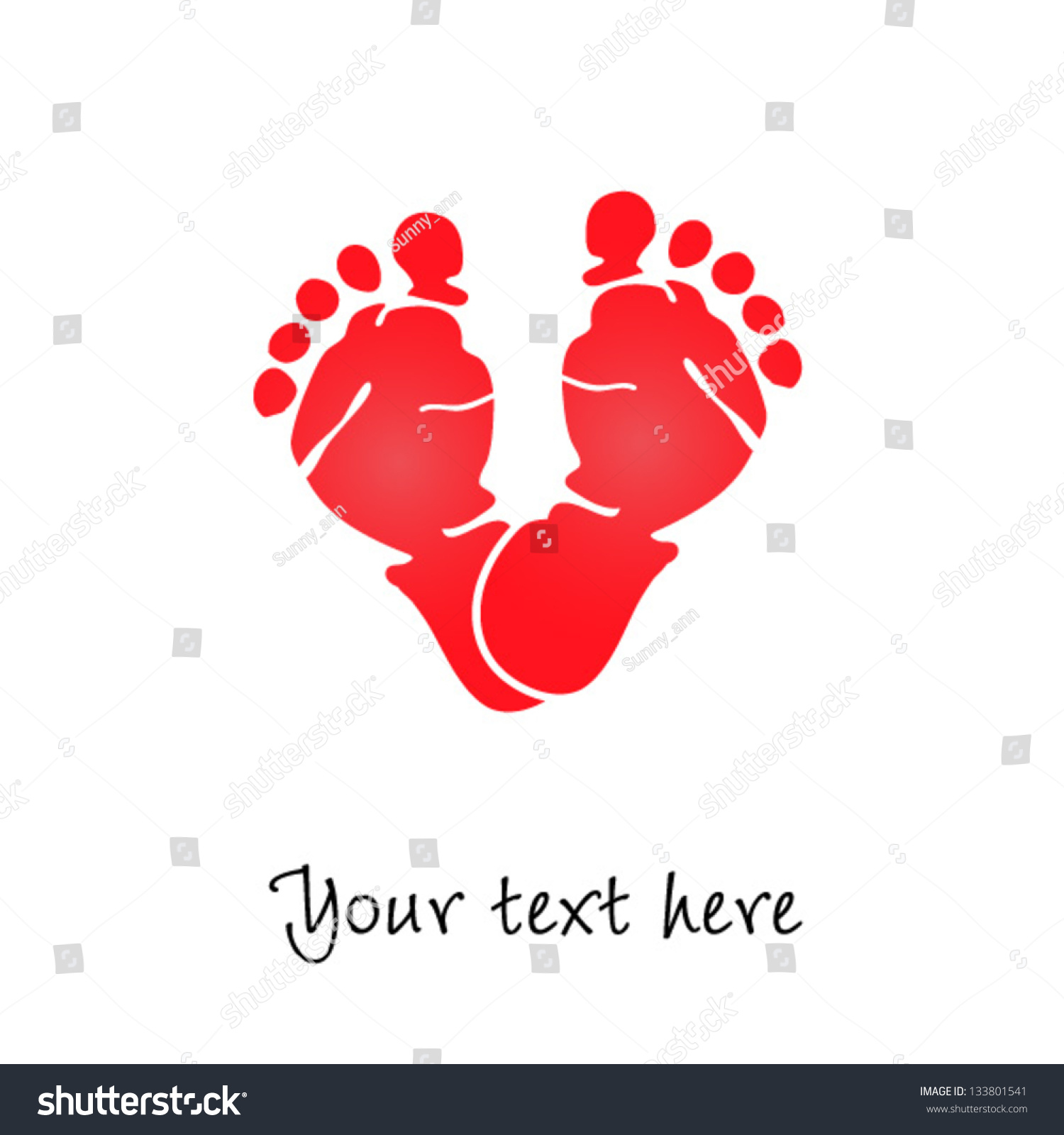 Ножки в сердце детские. Baby foot PNG.